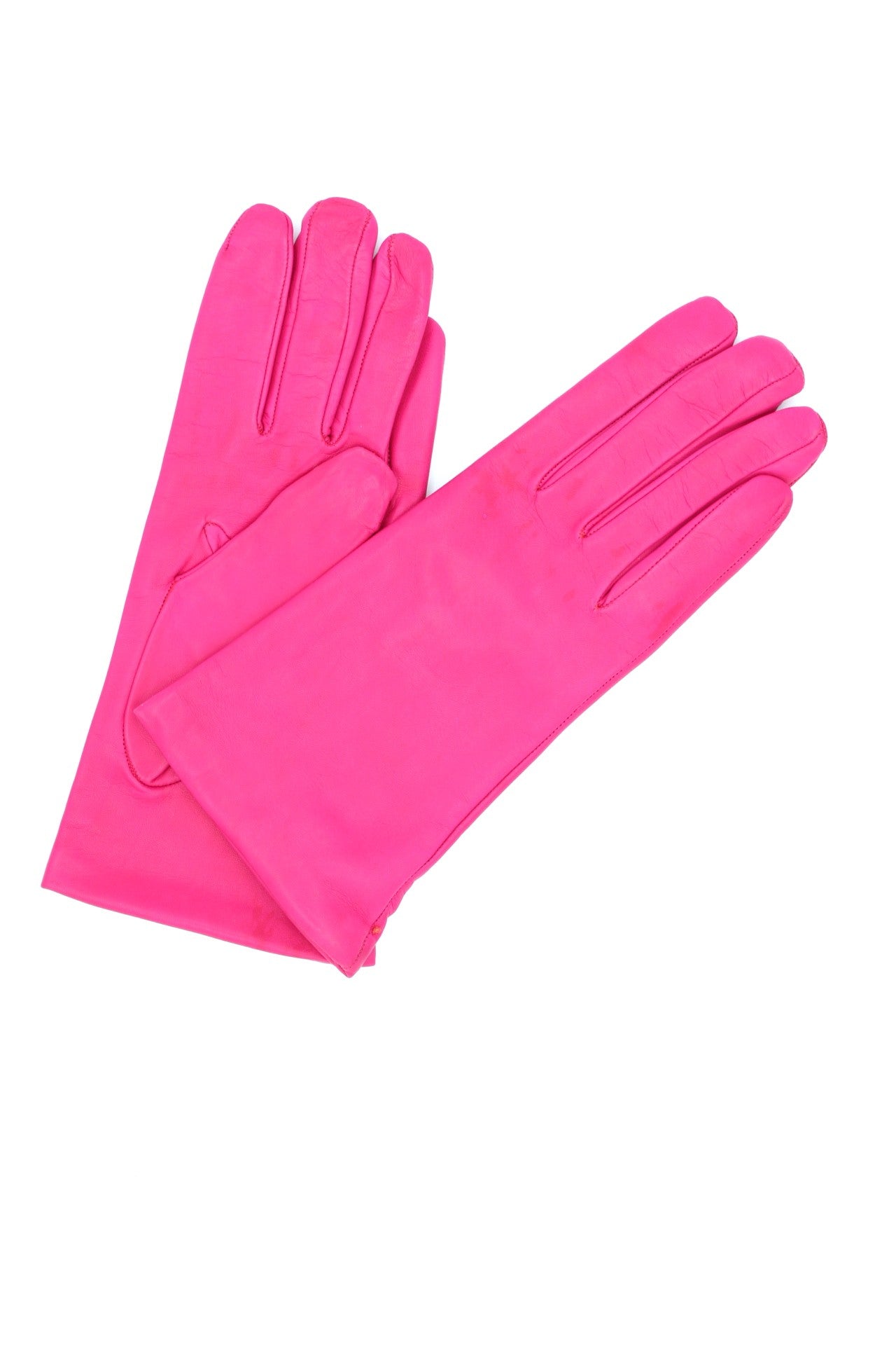 1011 Classic Kid Leather Gloves Cashmere Lined Fuxia
