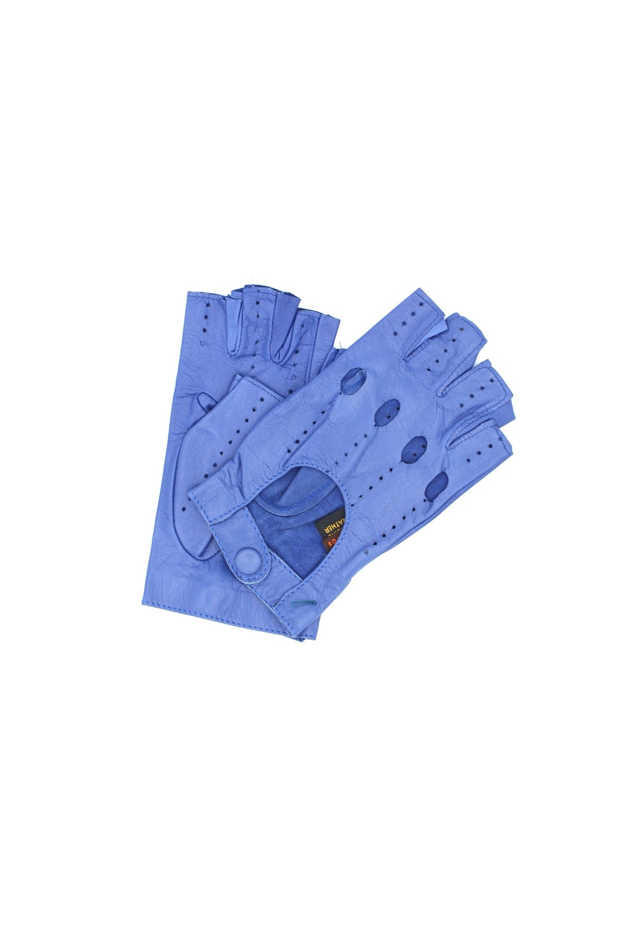 1029 Half Finger Kid Leather Driving Gloves Unlin. Blue Royal