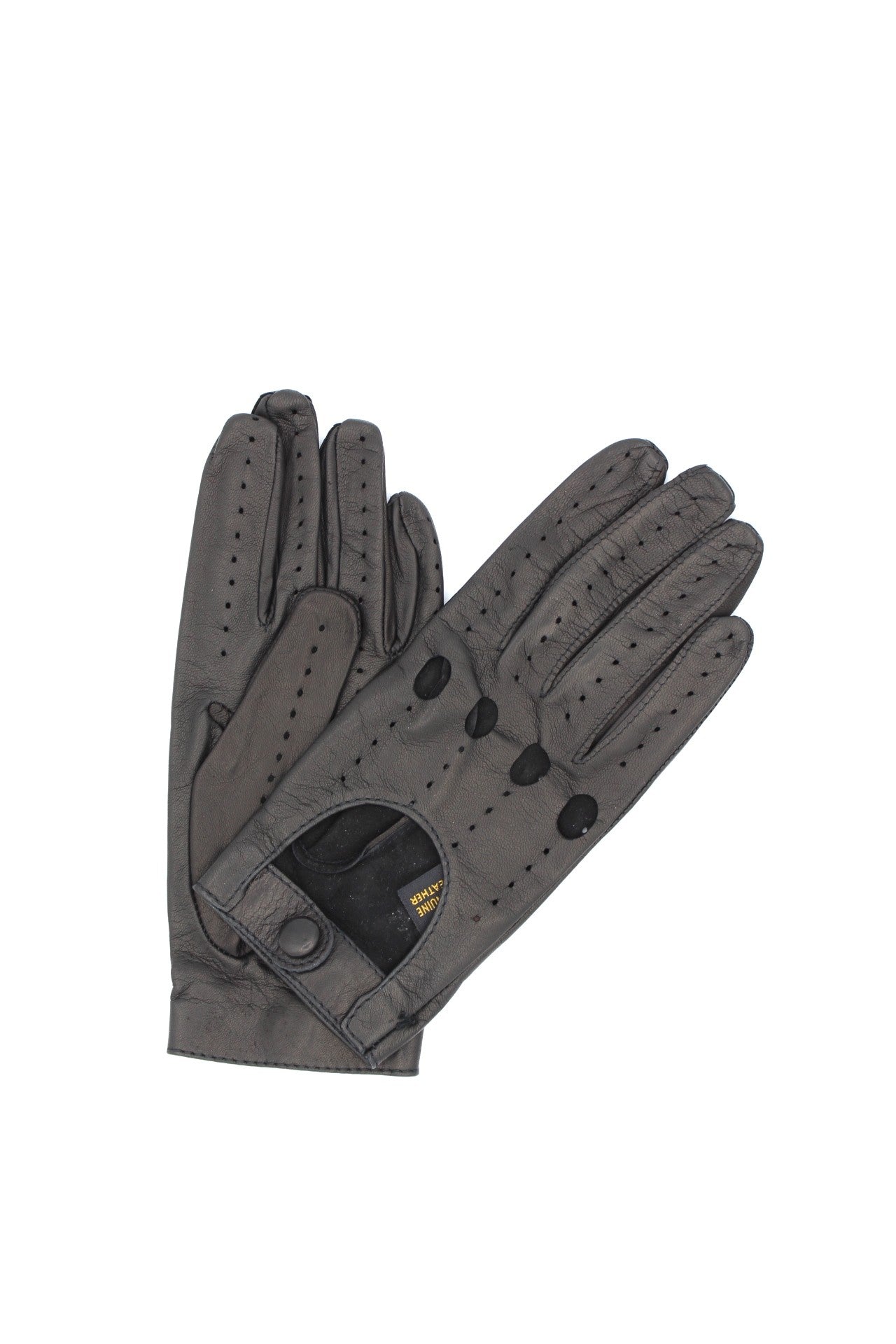 1028 Full Finger Kid Leather Driving Gloves Unlin. Black