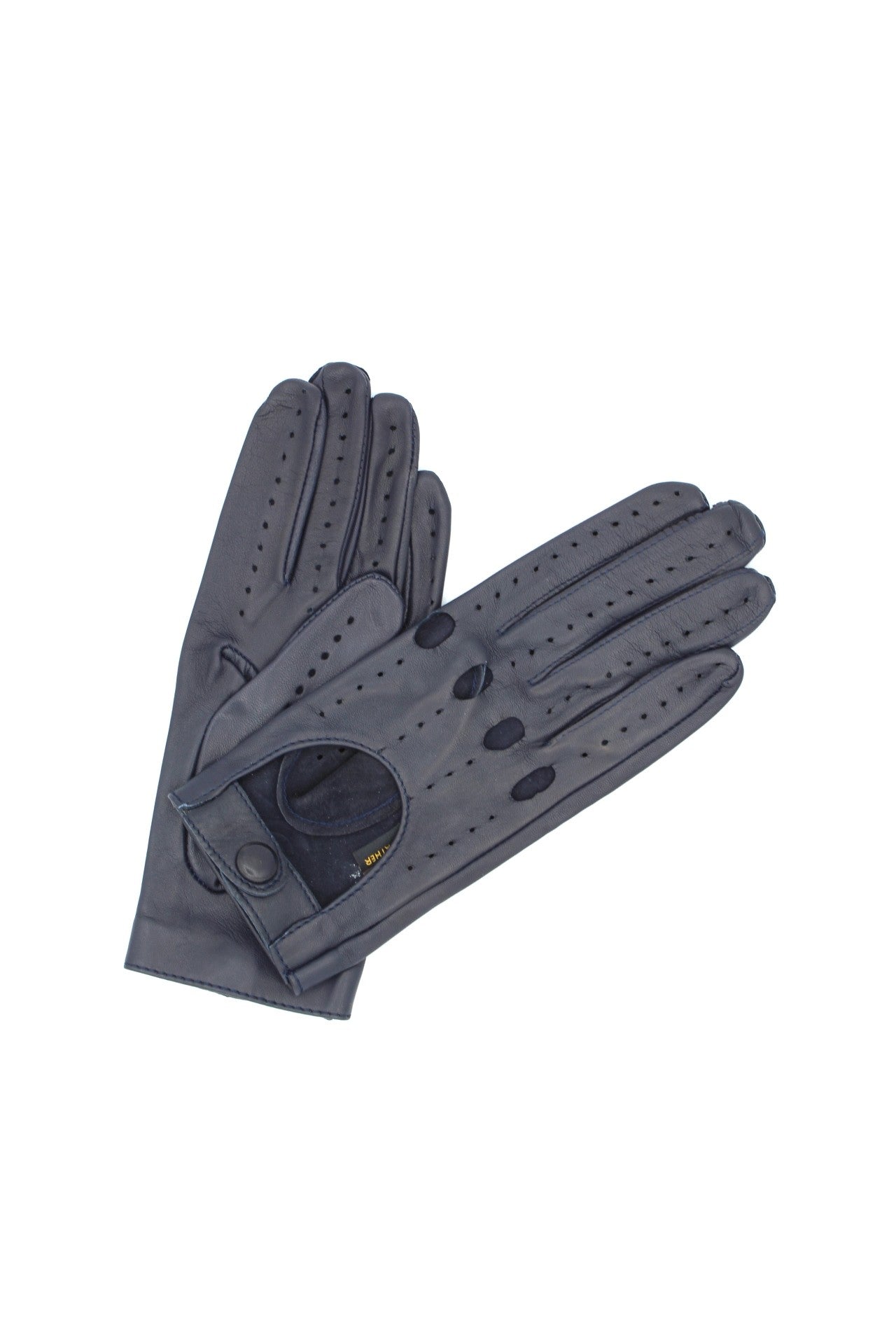 1028 Full Finger Kid Leather Driving Gloves Unlin. Navy