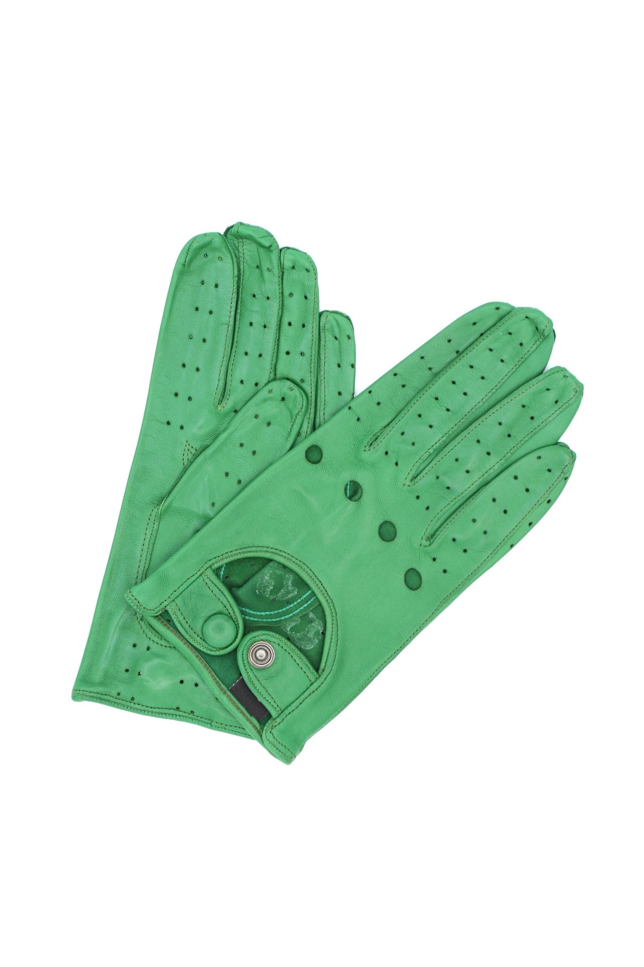 1028 Full Finger Kid Leather Driving Gloves Unlin. Emerald