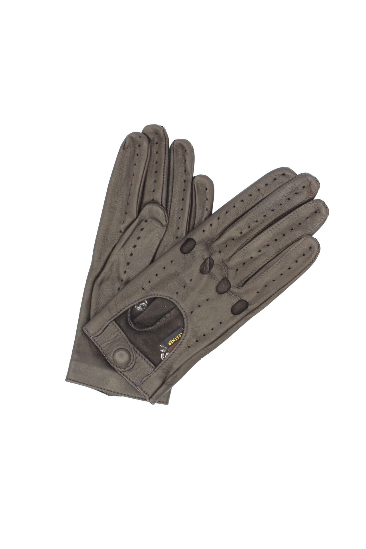 1028 Full Finger Kid Leather Driving Gloves Unlin. Dark Brown