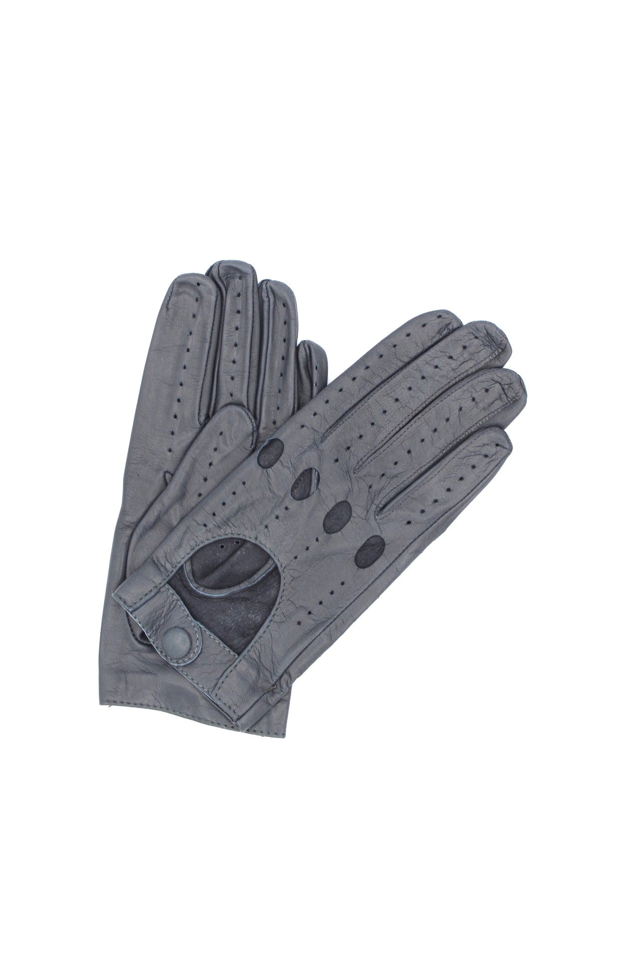 1028 Full Finger Kid Leather Driving Gloves Unlin. Dark Grey