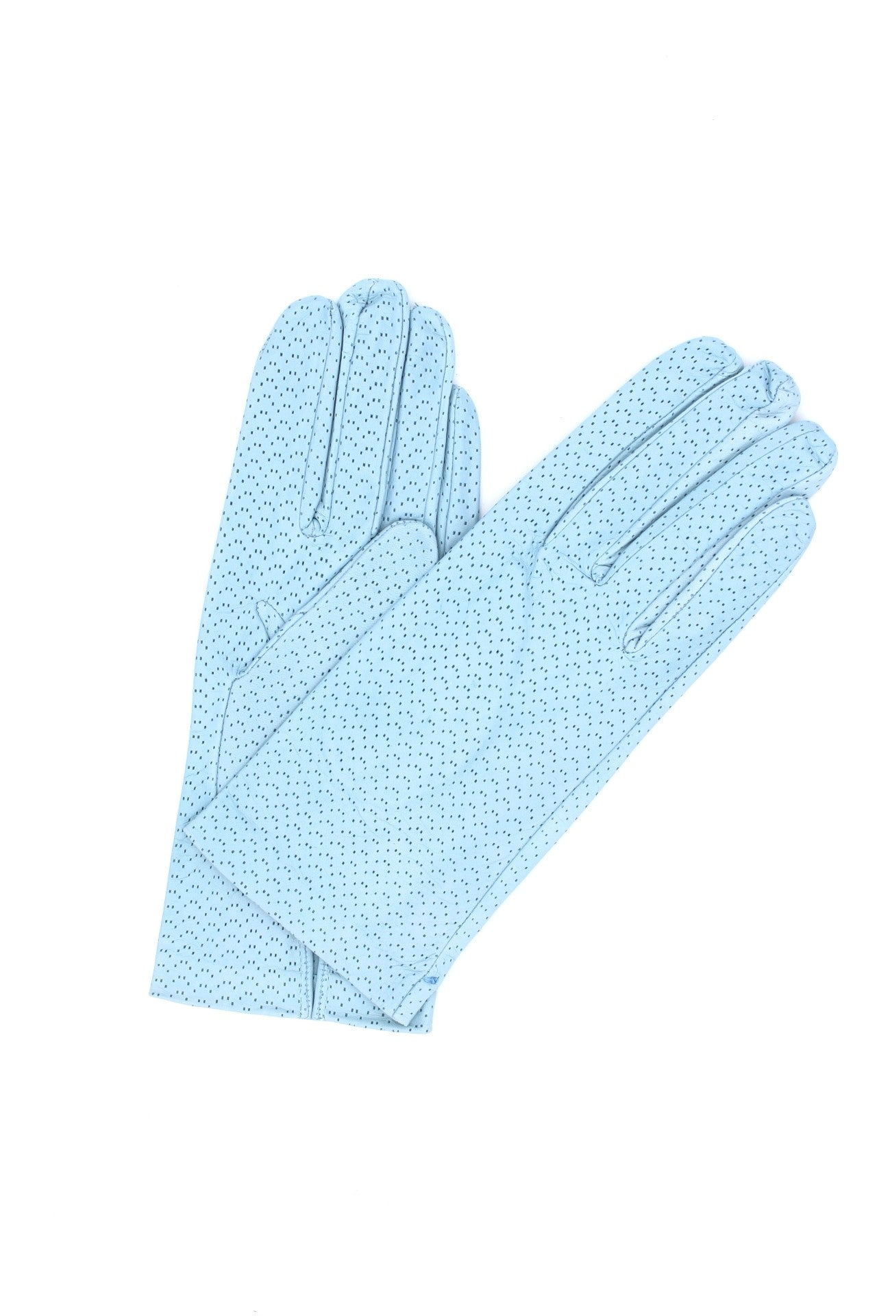 Kid Leather Gloves Unlined with Perforation Design Celeste