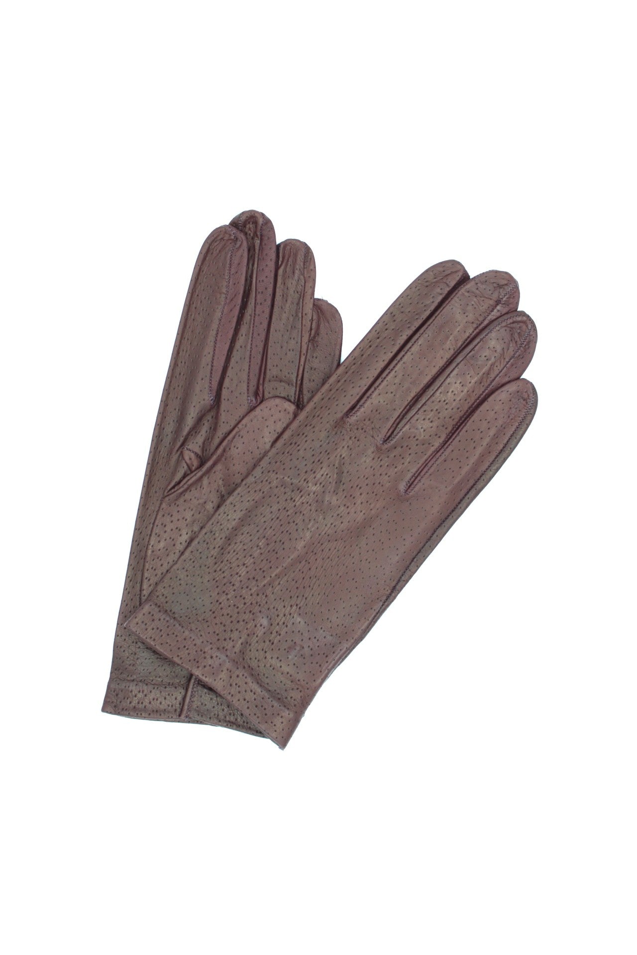 Kid Leather Gloves Unlined with Perforation Design Bordeaux