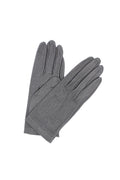 Kid Leather Gloves Unlined with Perforation Design Grey
