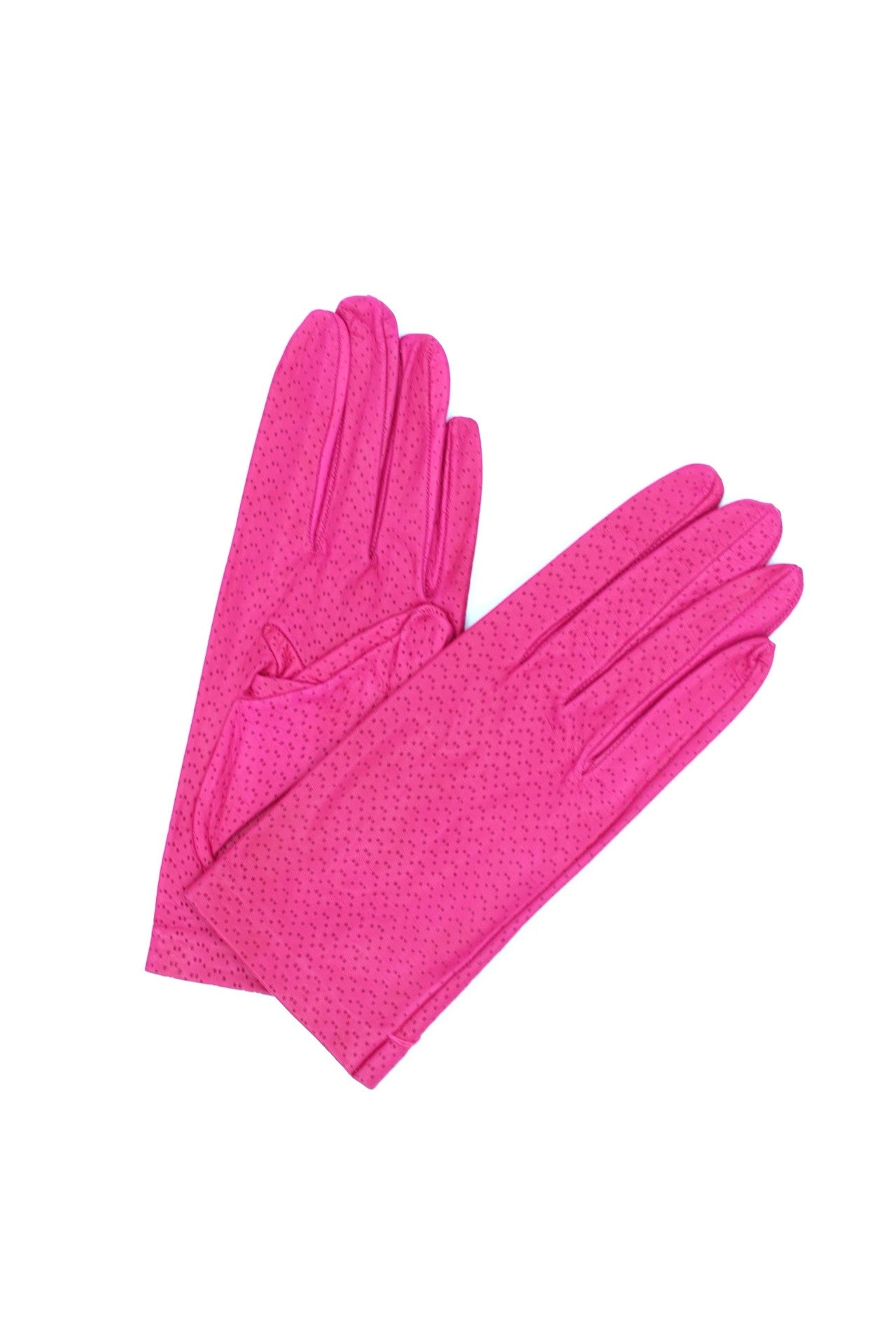 Kid Leather Gloves Unlined with Perforation Design Fuchsia