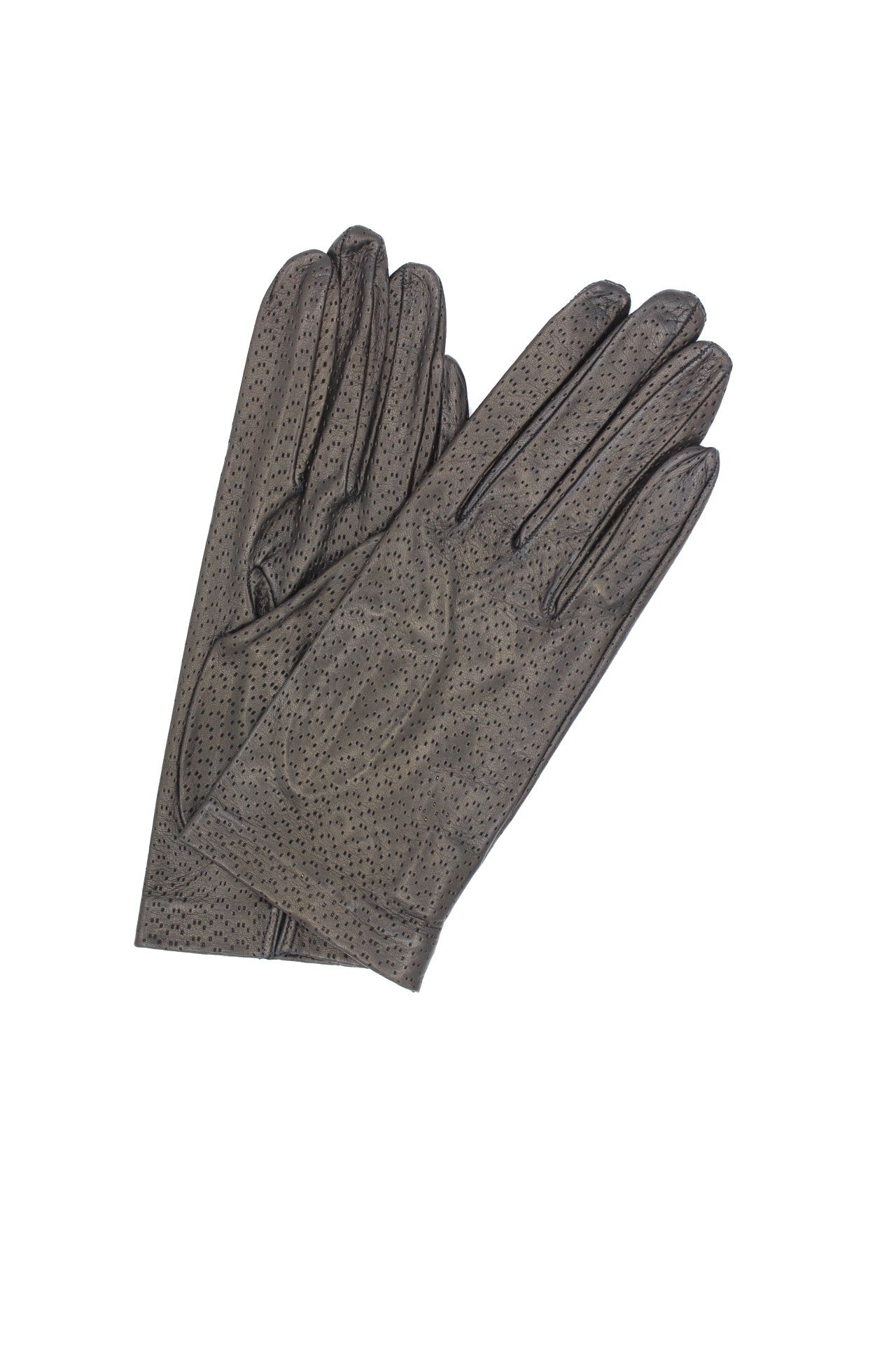 Kid Leather Gloves Unlined with Perforation Design Navy
