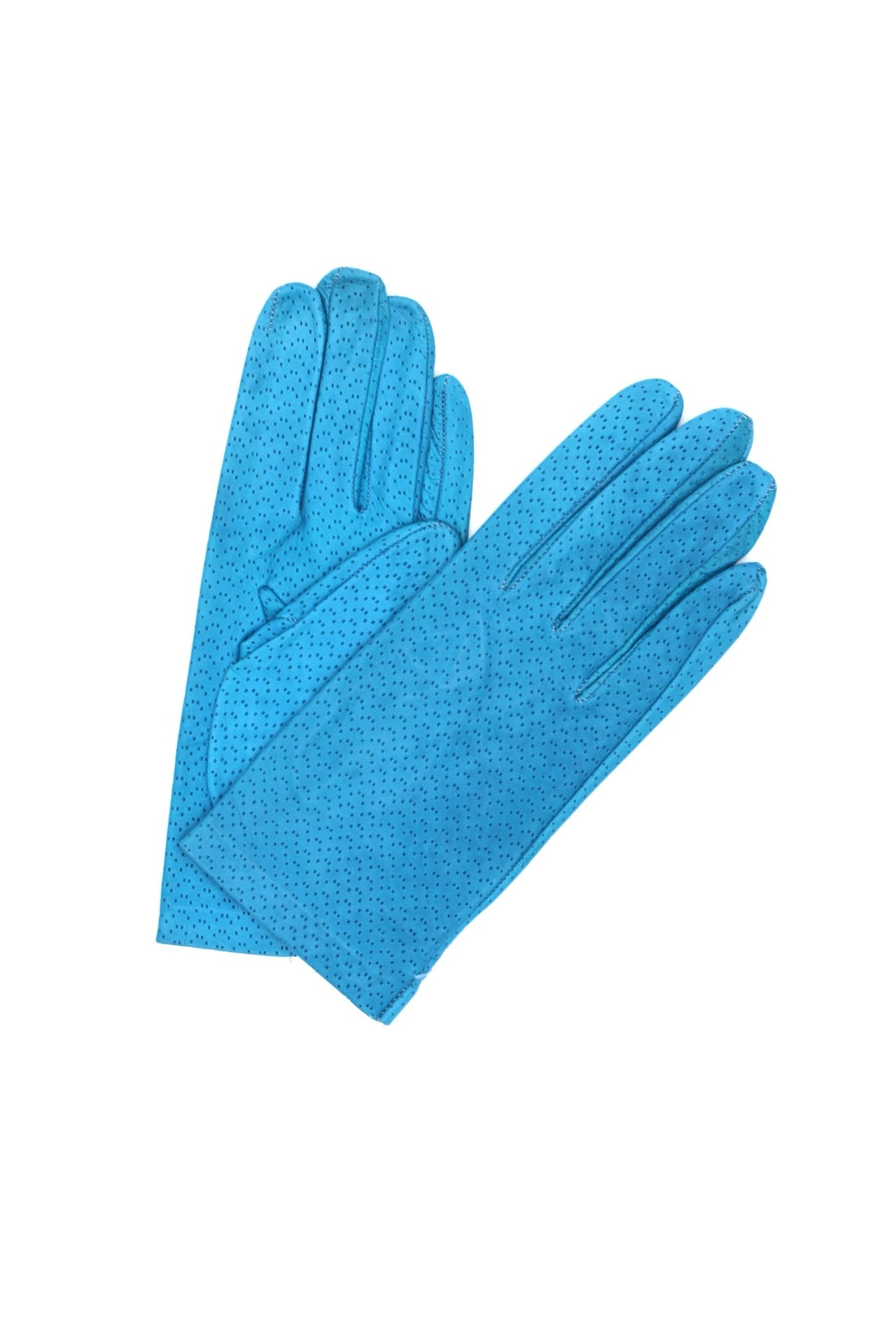 Kid Leather Gloves Unlined with Perforation Design Turquoise