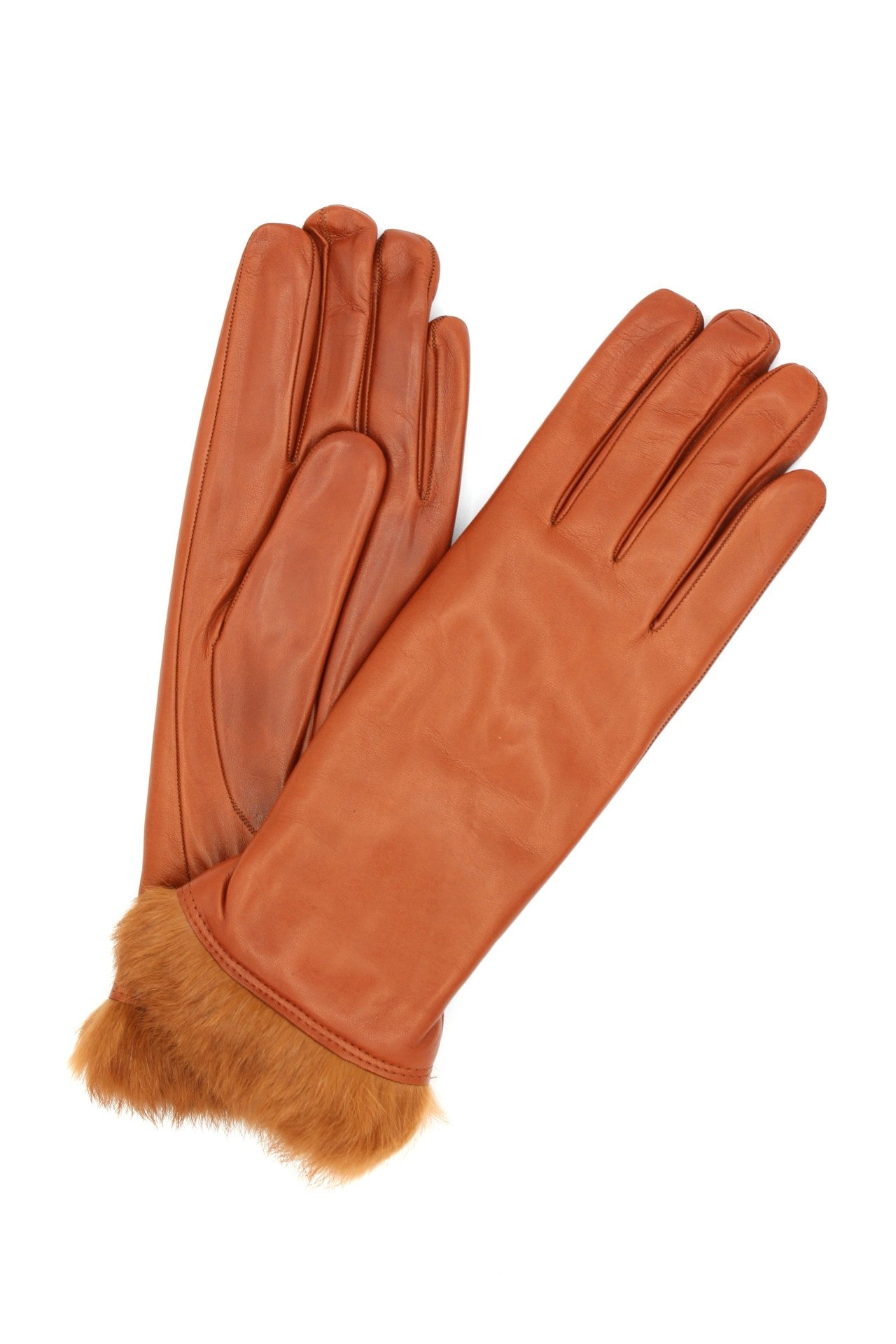 1036 Kid Leather Gloves Rabbit Fur Lined Tan