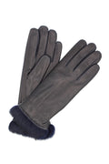 1036 Kid Leather Gloves Rabbit Fur Lined Navy