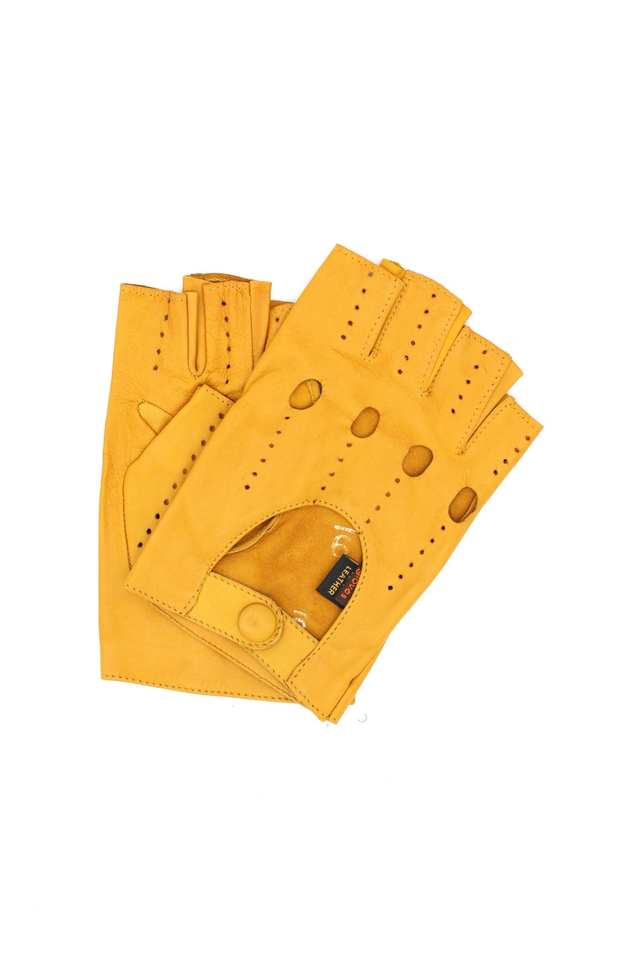 1304  Driving Kid Leather Half-Finger Mustard