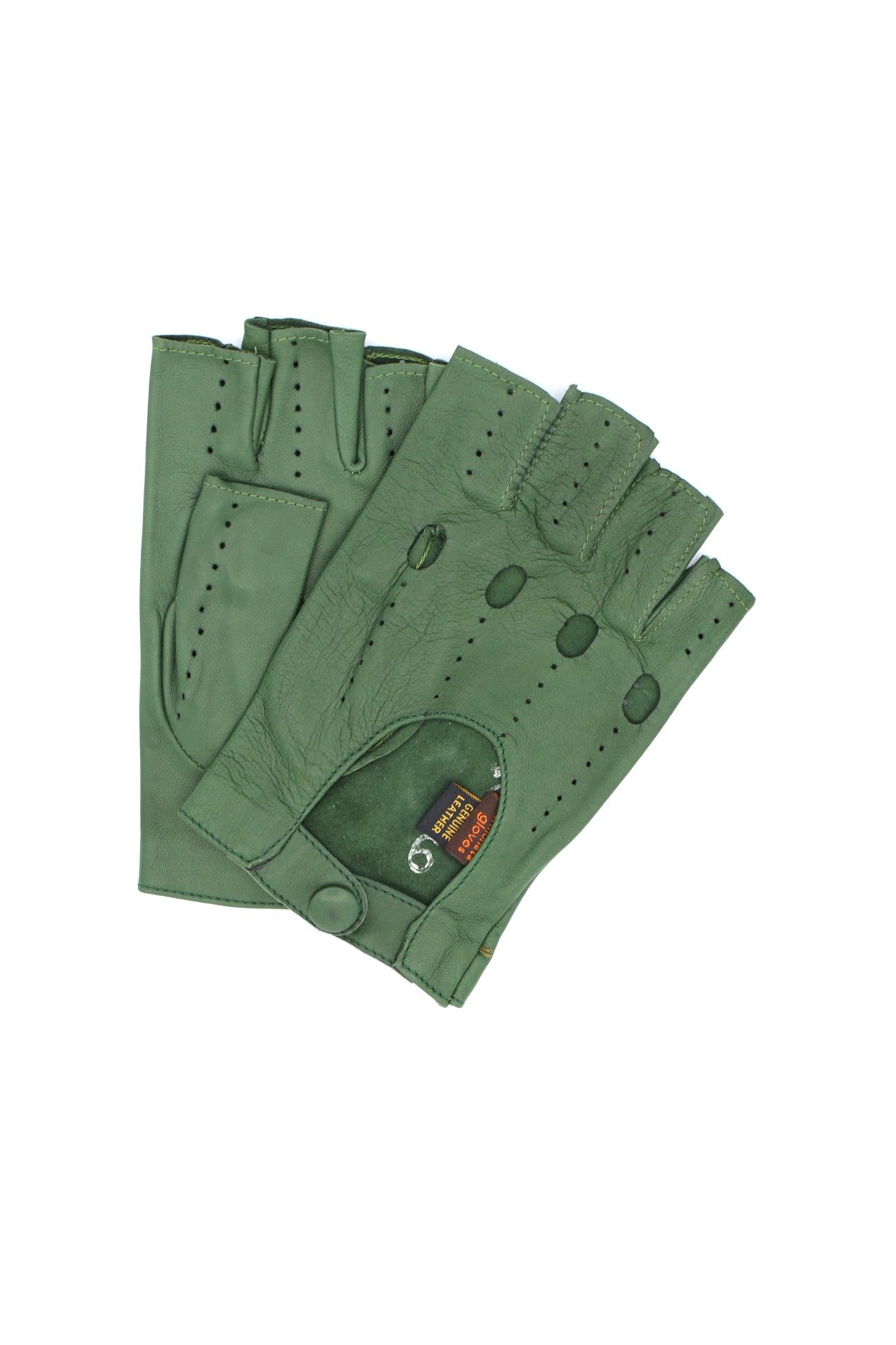 1304  Driving Kid Leather Half-Finger Dark Green