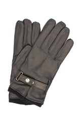 Guanto nappa foderato cashmere con cinturino Nero