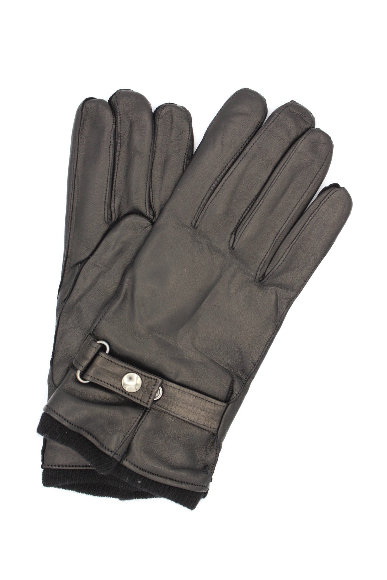 Guanto nappa foderato cashmere con cinturino Nero