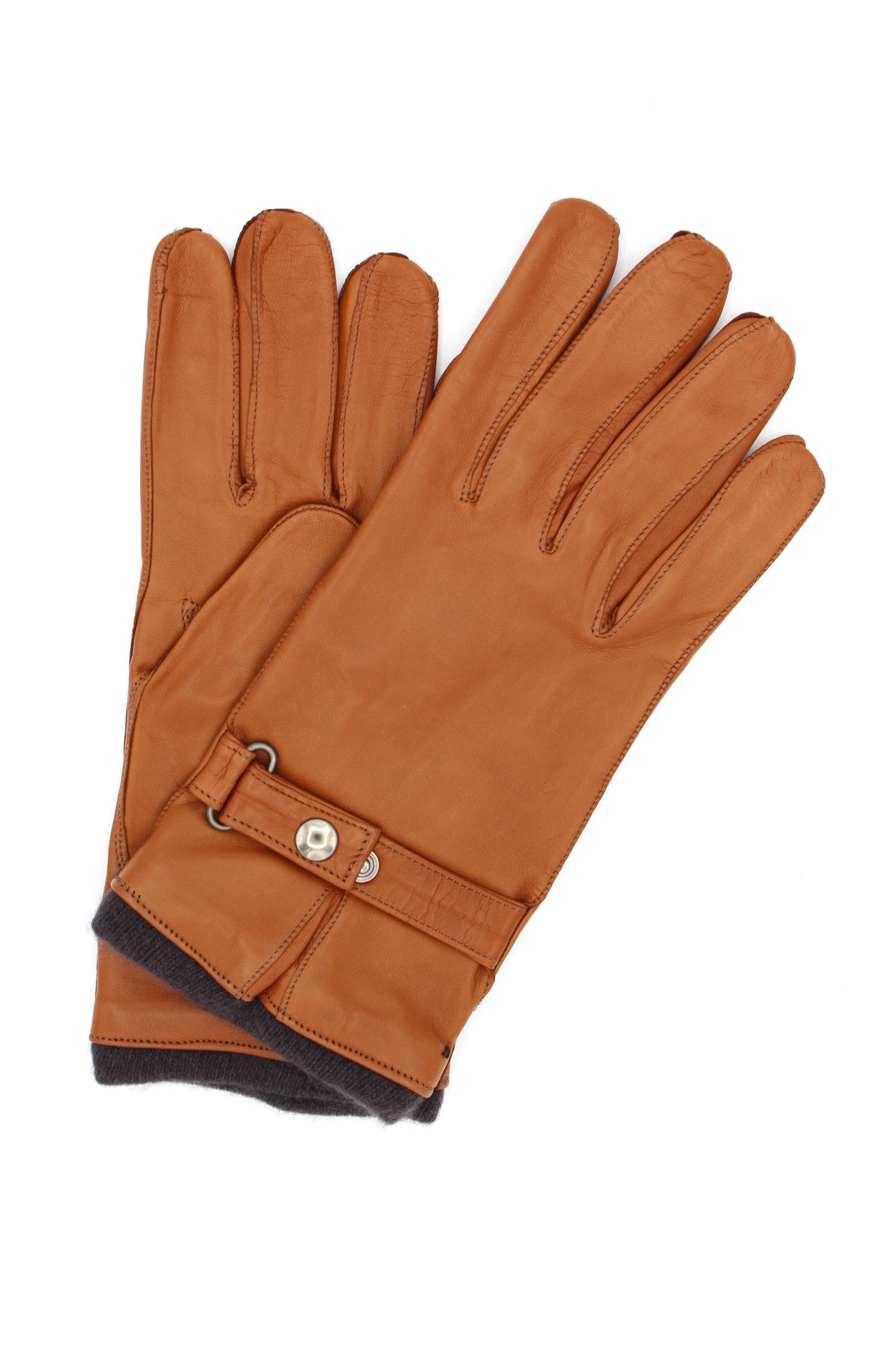 Guanto nappa foderato cashmere con cinturino Tan