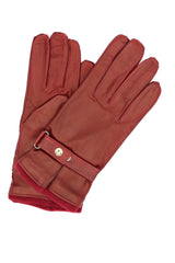 Guanto nappa foderato cashmere con cinturino Rosso scuro