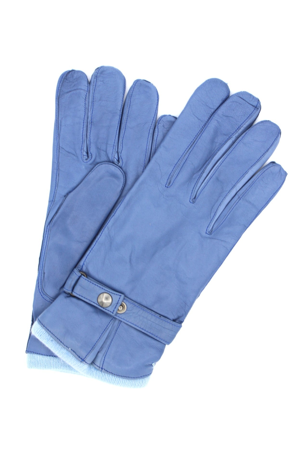 Guanto nappa foderato cashmere con cinturino Denim