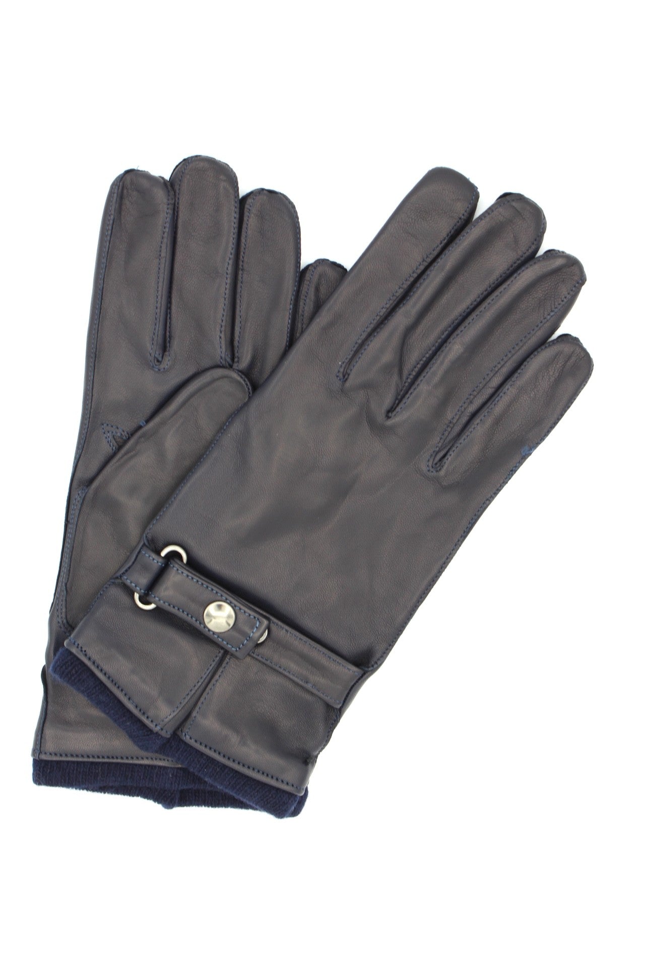 Guanto nappa foderato cashmere con cinturino Navy