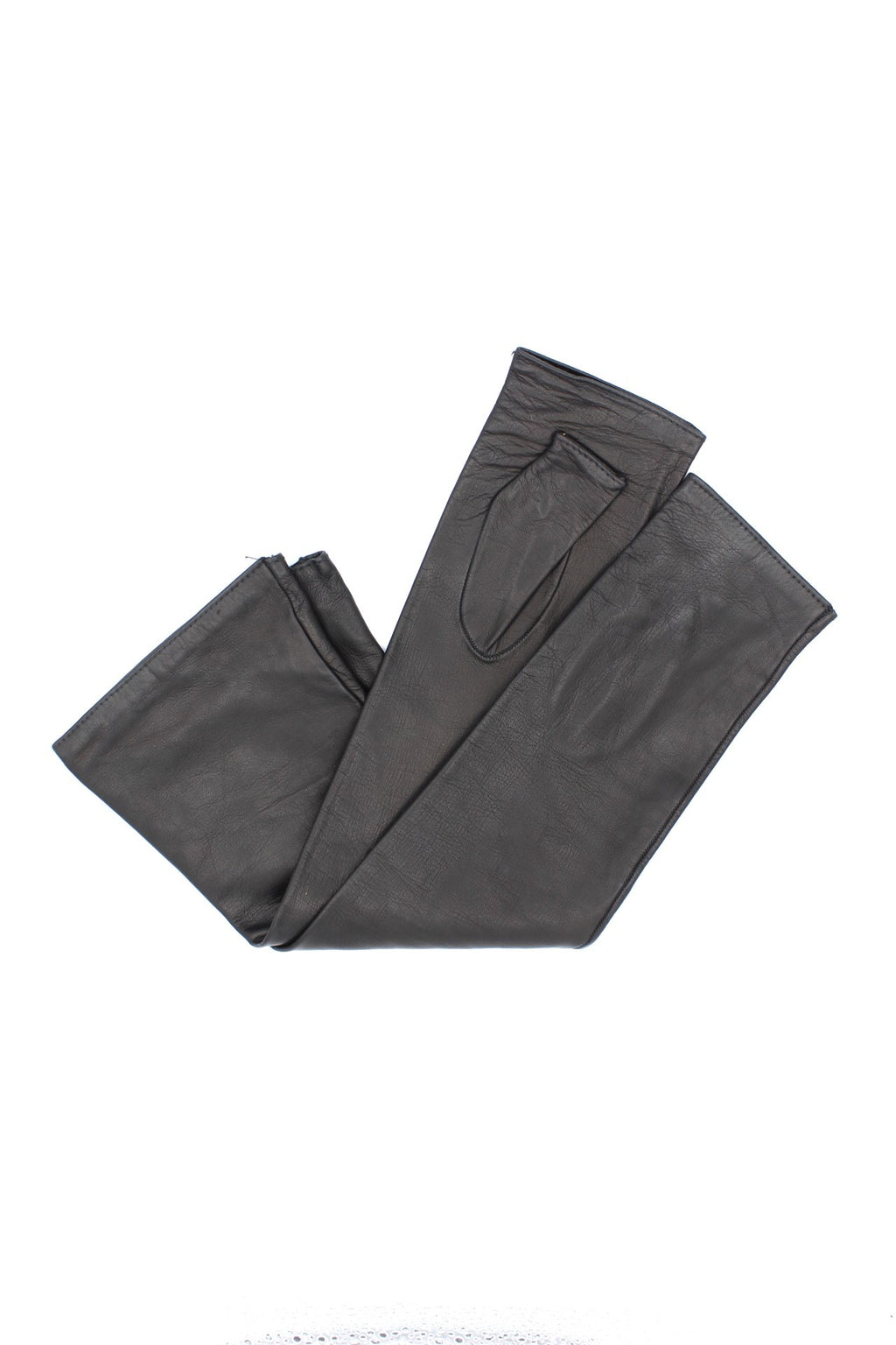 1185 Fingerless Kid Leather Gloves Silk Lined Black