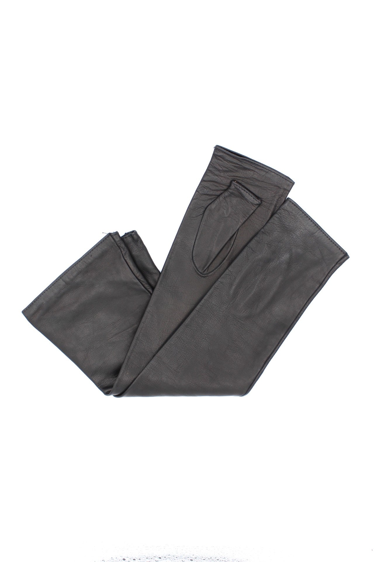 1185 Fingerless Kid Leather Gloves Silk Lined Black