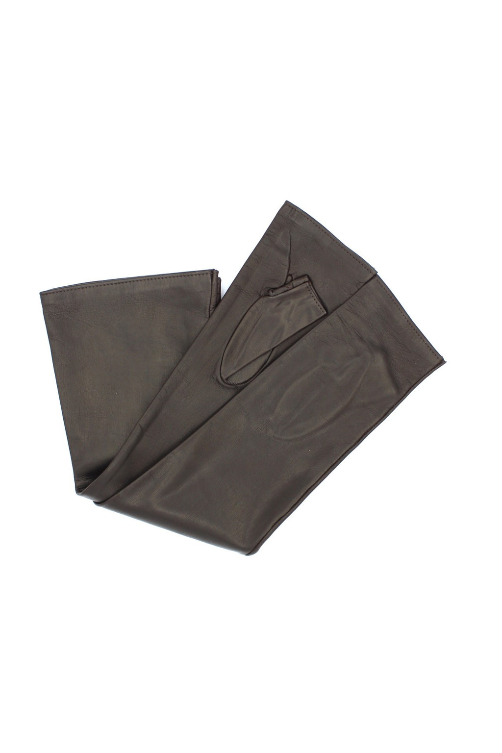 1185 Fingerless Kid Leather Gloves Silk Lined D.Brown