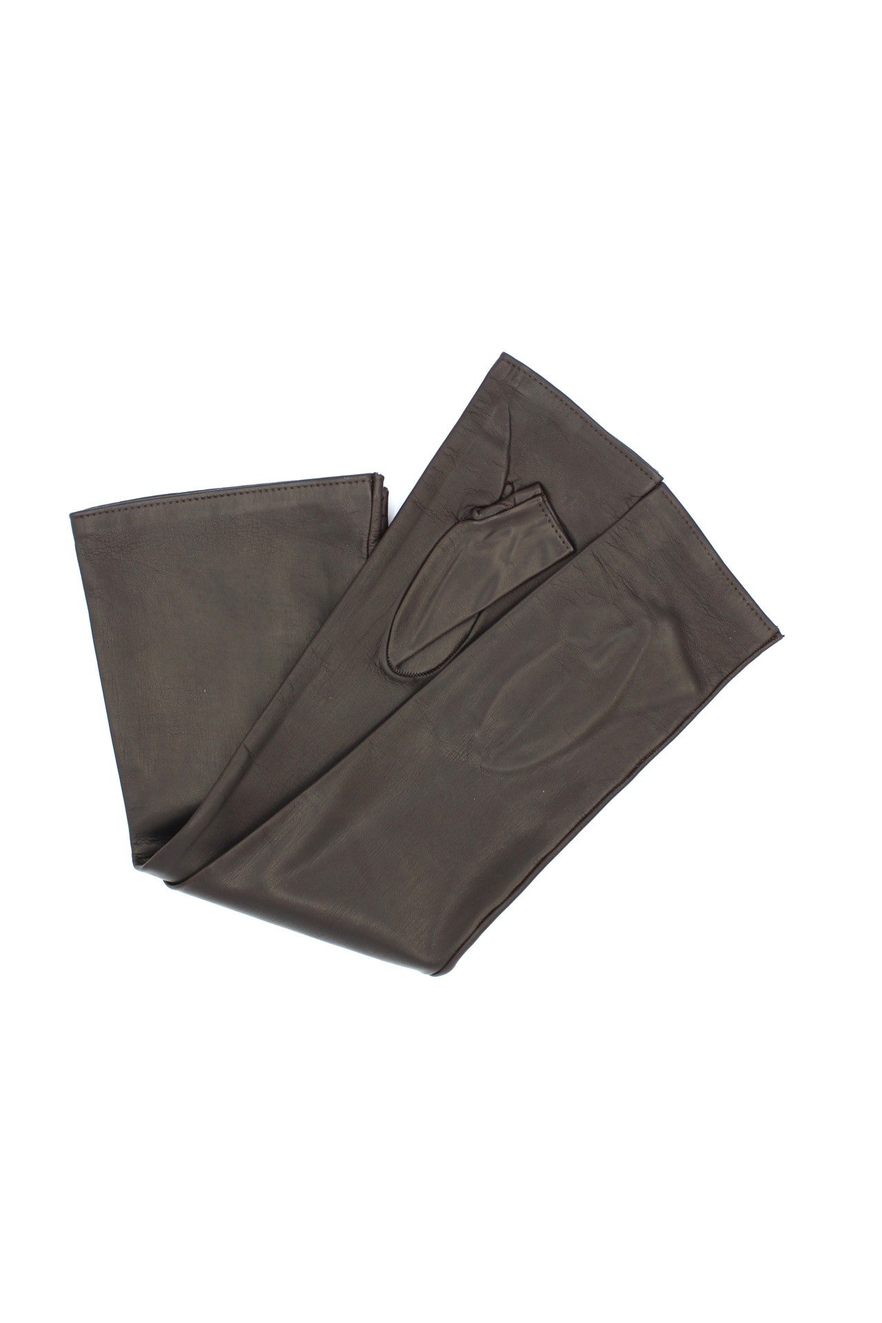 1185 Fingerless Kid Leather Gloves Silk Lined D.Brown