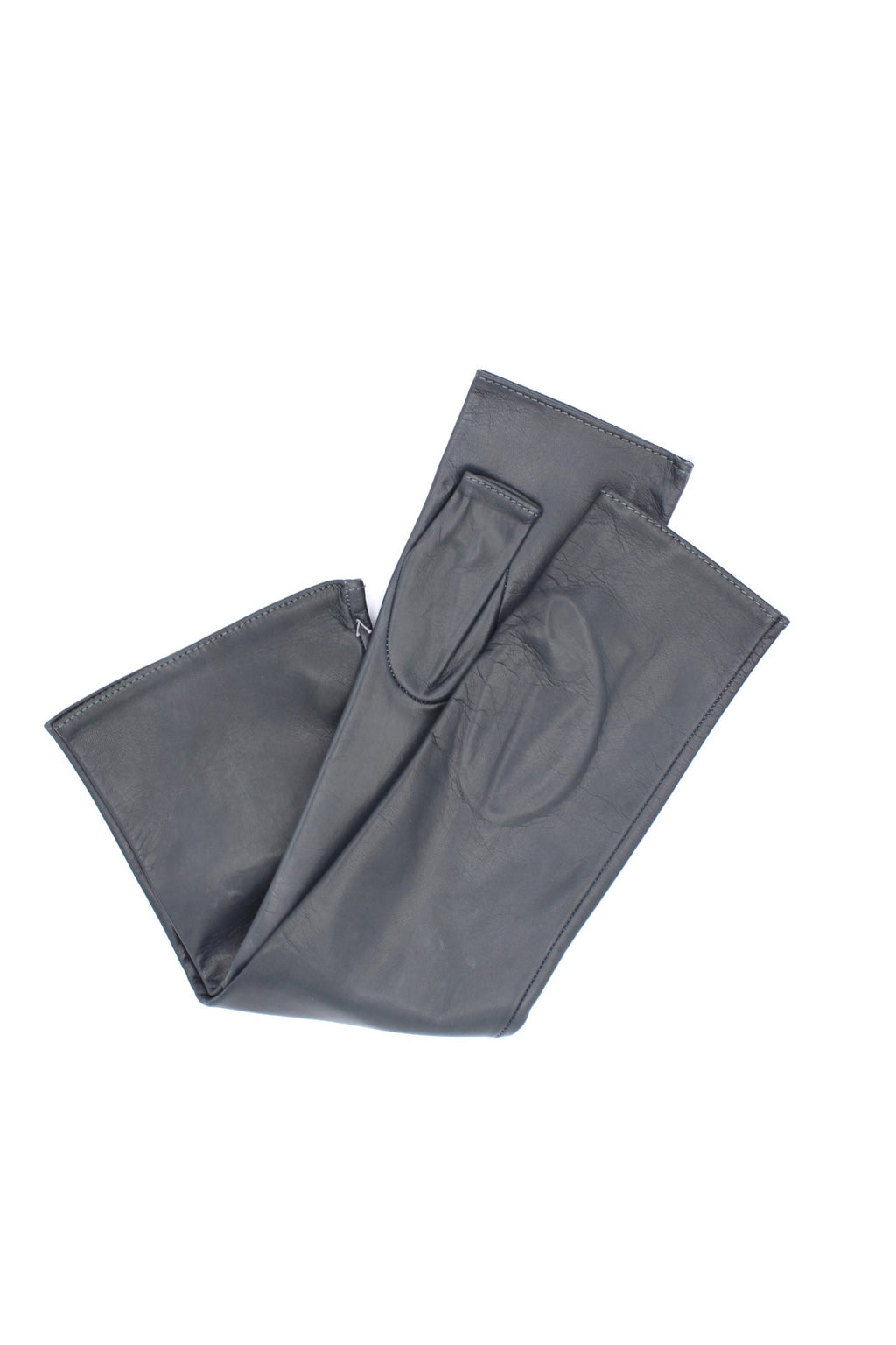 1185 Fingerless Kid Leather Gloves Silk Lined Grey