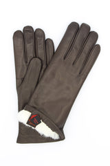 1022 Classic Leather Gloves Lined White Rabbit D.Brown
