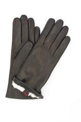 1022 Classic Leather Gloves Lined White Rabbit Black
