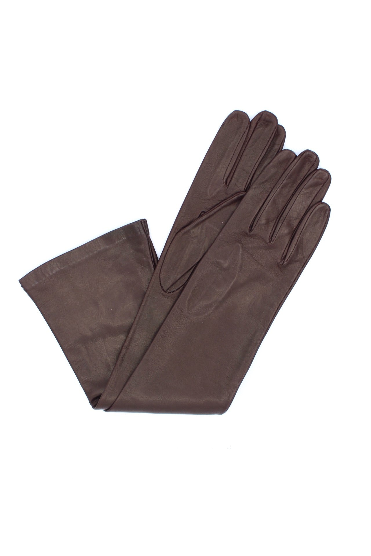 1644 Kid Leather Gloves Silk Lined Elbow Length Bordeaux