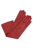 1644 Kid Leather Gloves Silk Lined Elbow Length Dark Pink