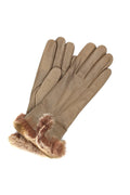 1737 Kid Leather Cashmere Lined Rex Fur On Wrist Mud