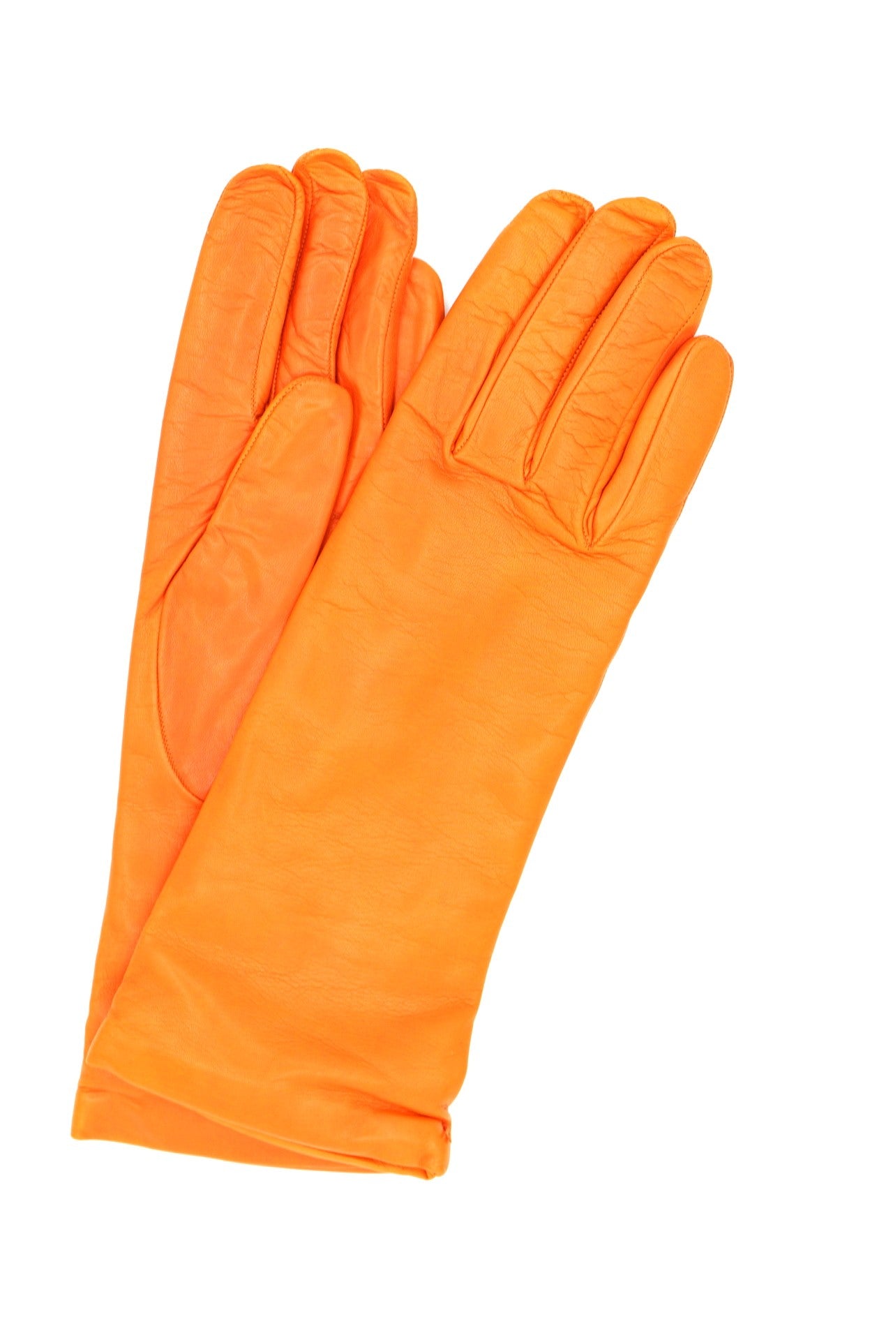 1012 Kid Leather Gloves Cashmere Lined Orange