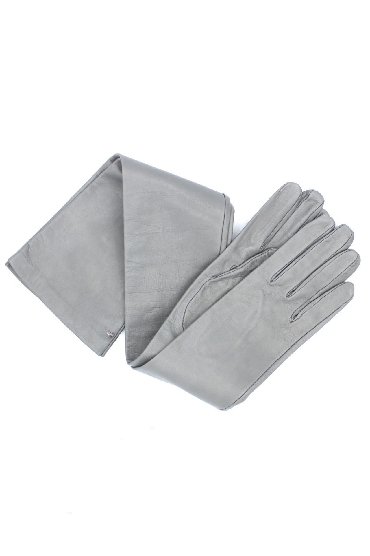1009 Kid Leather Opera Gloves  Silk Lined Pearl Grey