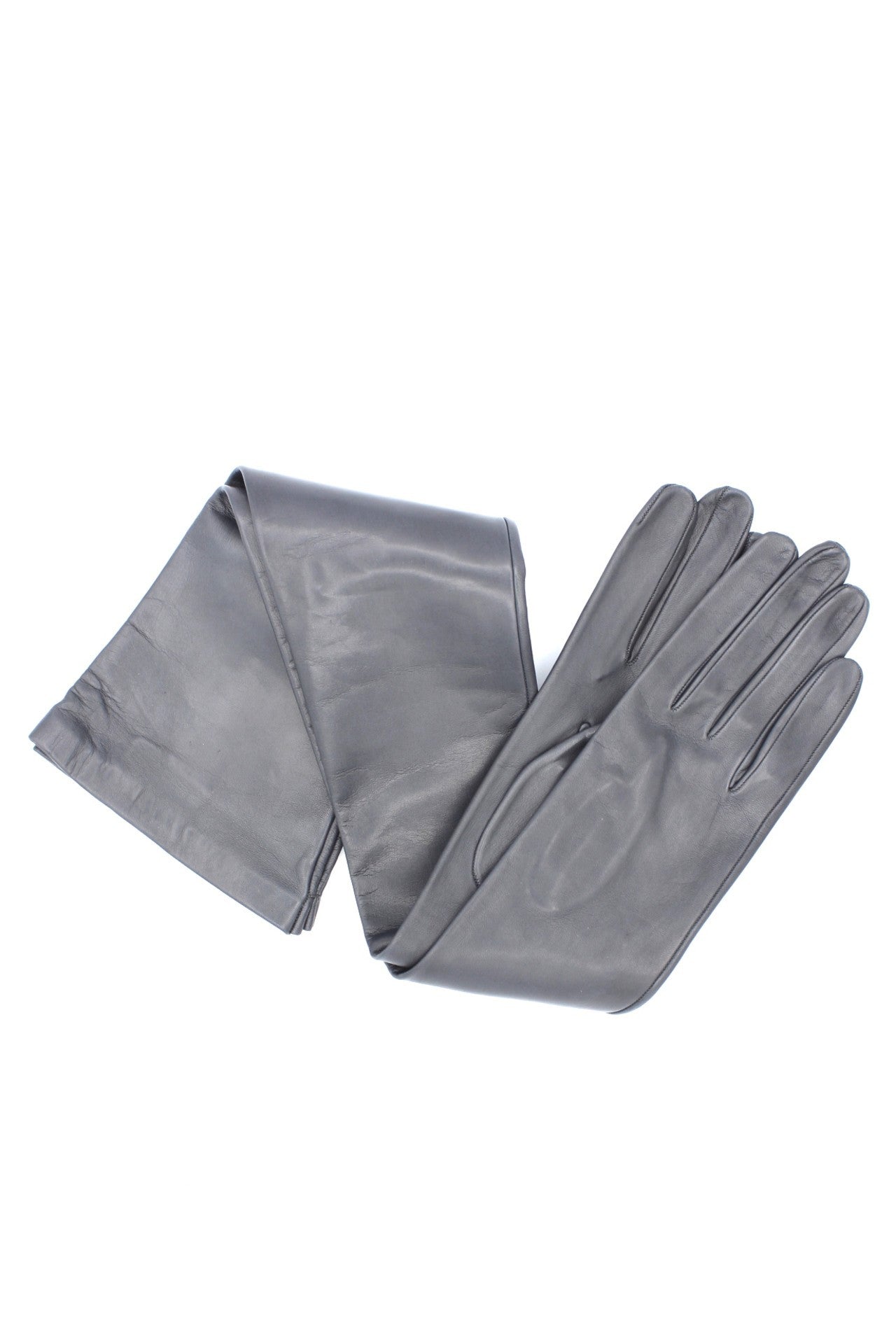 1009 Kid Leather Opera Gloves  Silk Lined Dark Grey