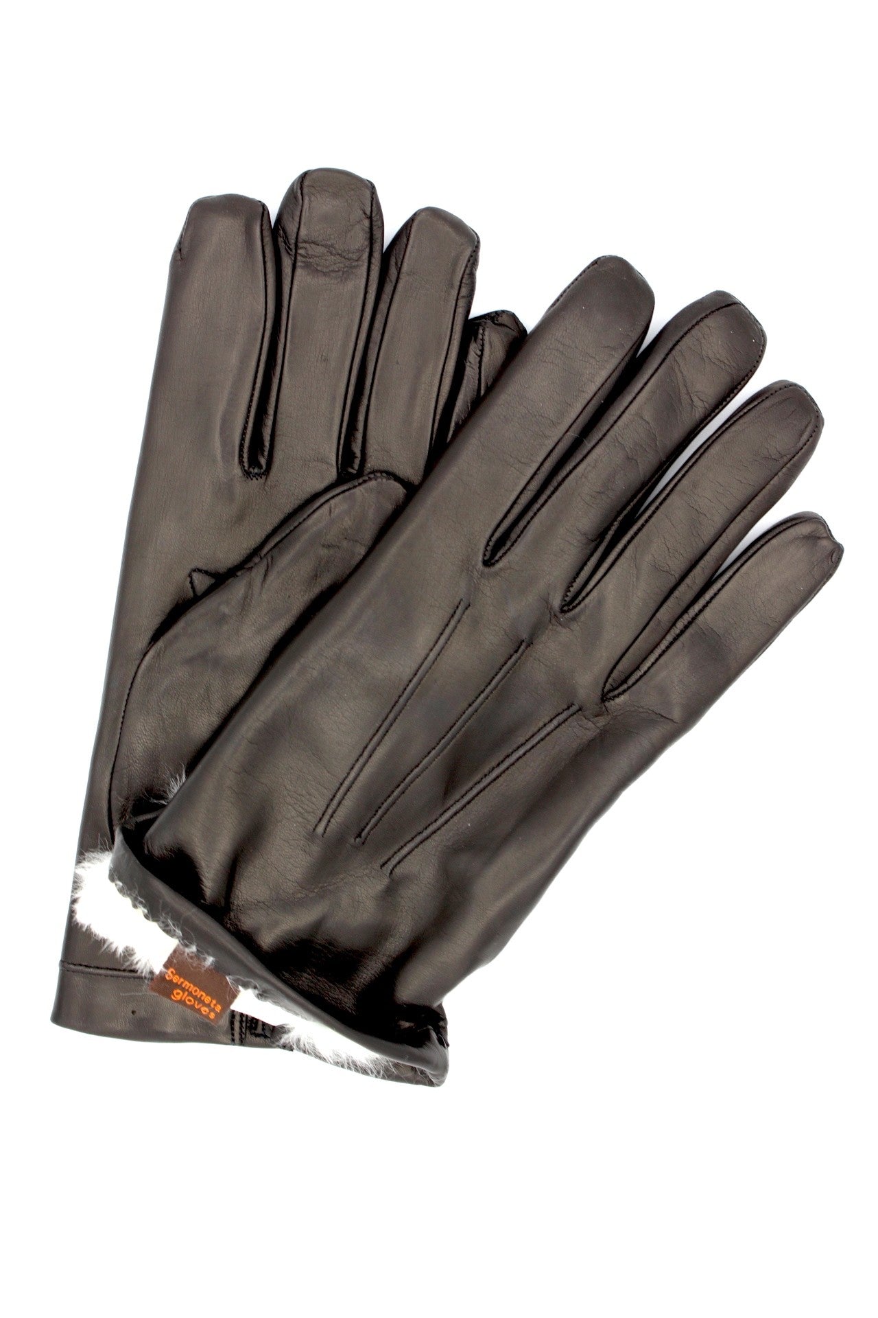 1296 Classic Kid Leather Gloves Rabbit Fur Lined Black