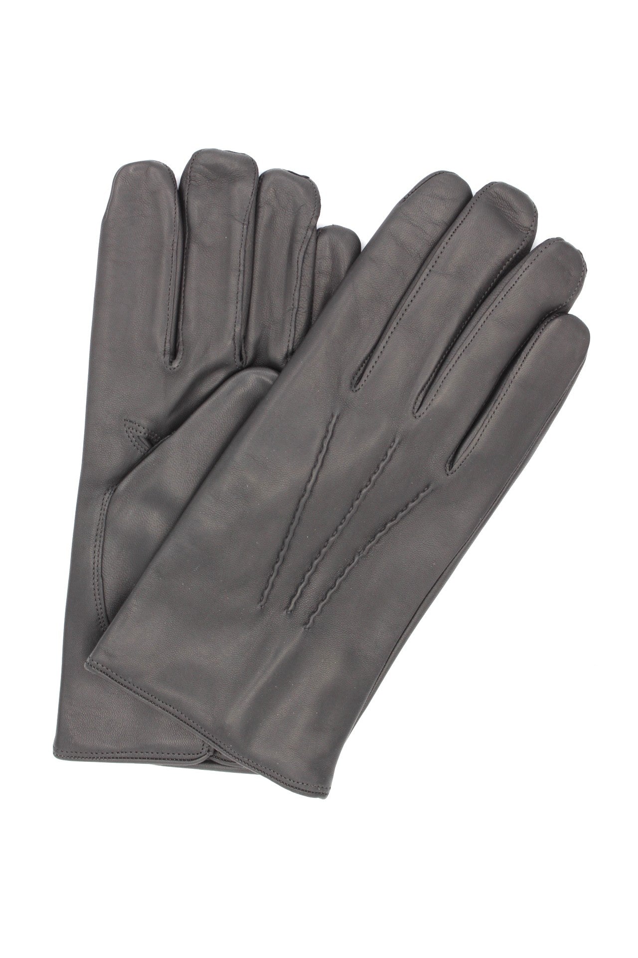 1294 Classic Kid Leather Man Gloves Cashmere Lined Dark Grey