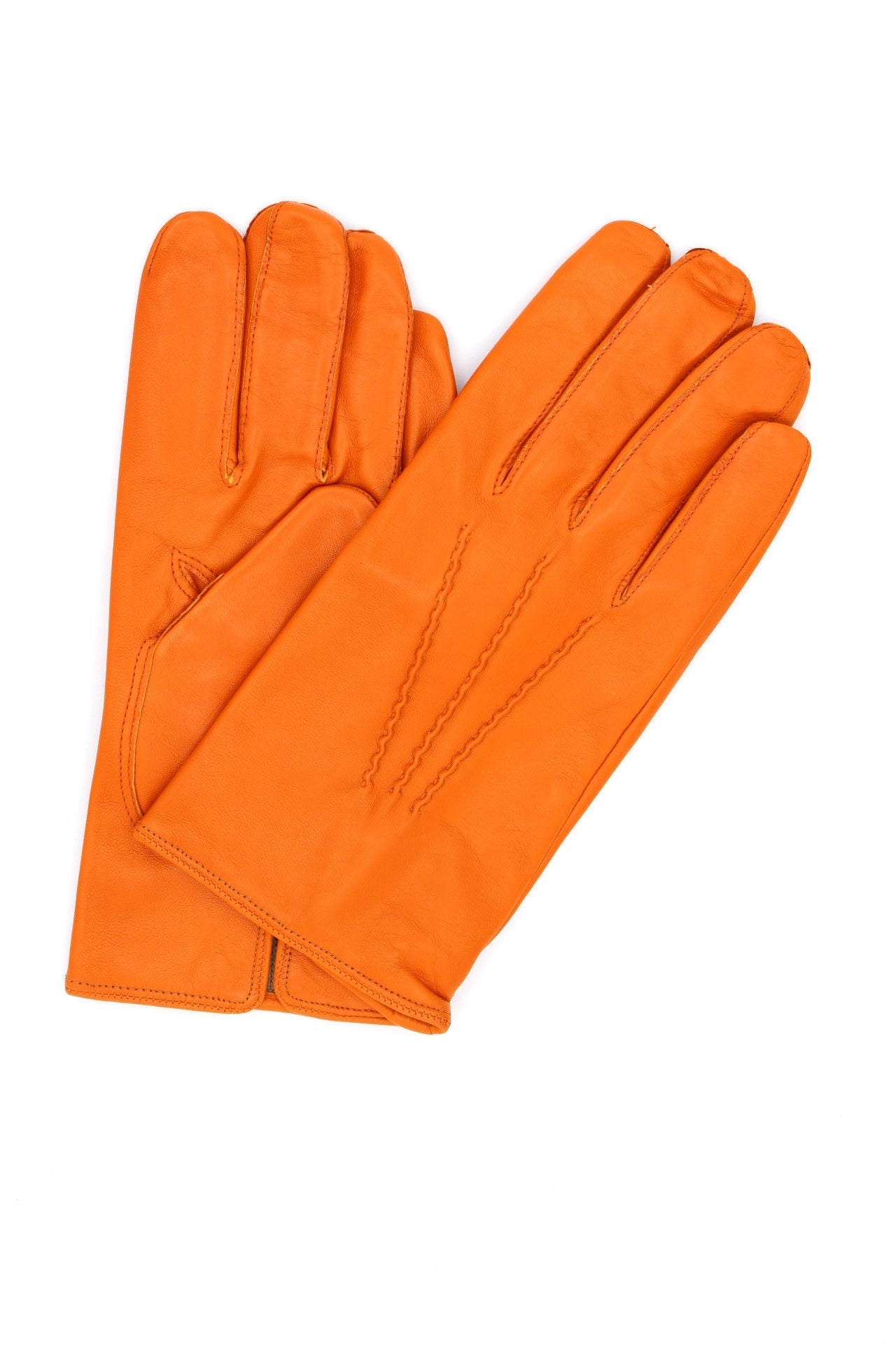 1294 Classic Kid Leather Man Gloves Cashmere Lined Orange