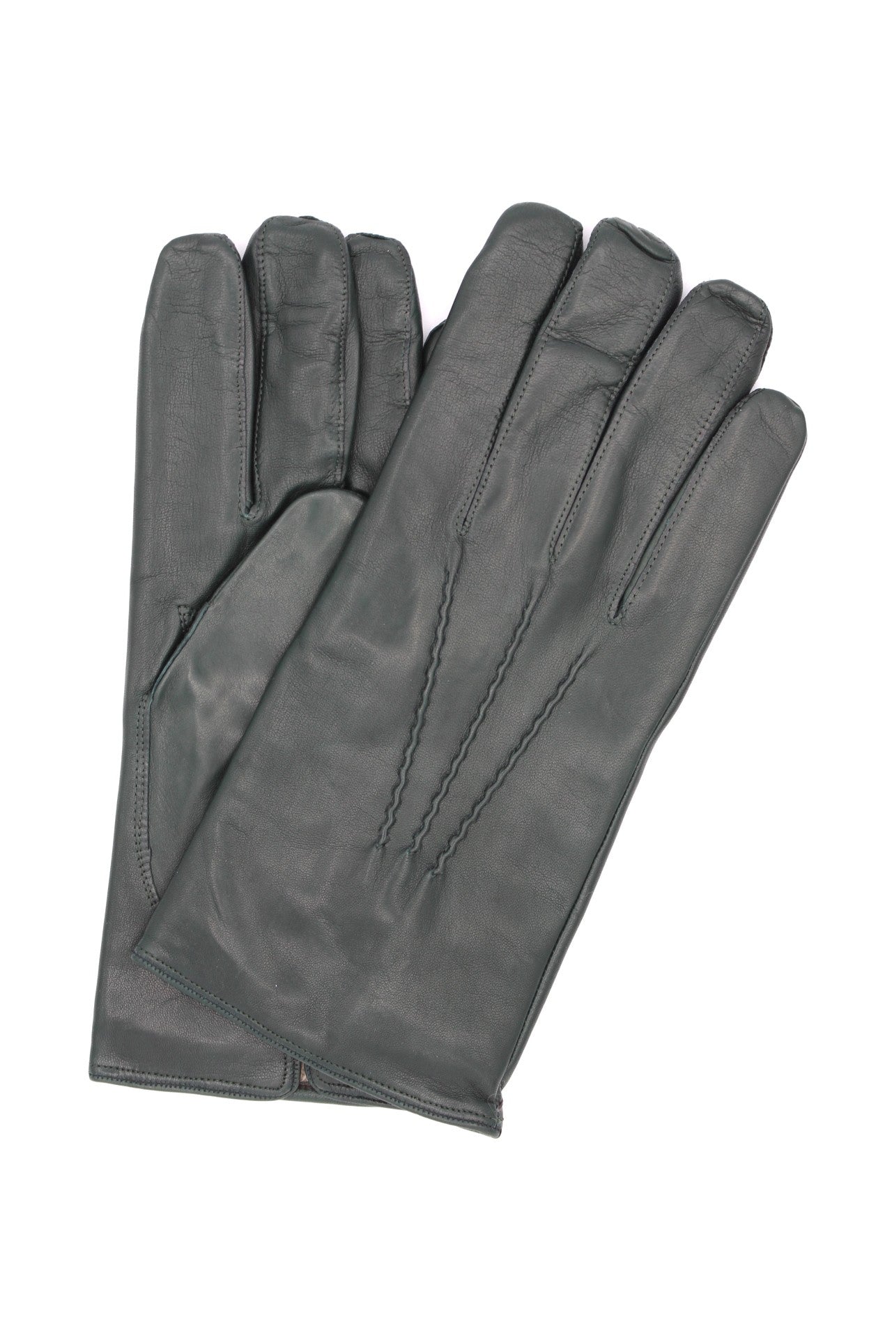1294 Classic Kid Leather Man Gloves Cashmere Lined Dark Green