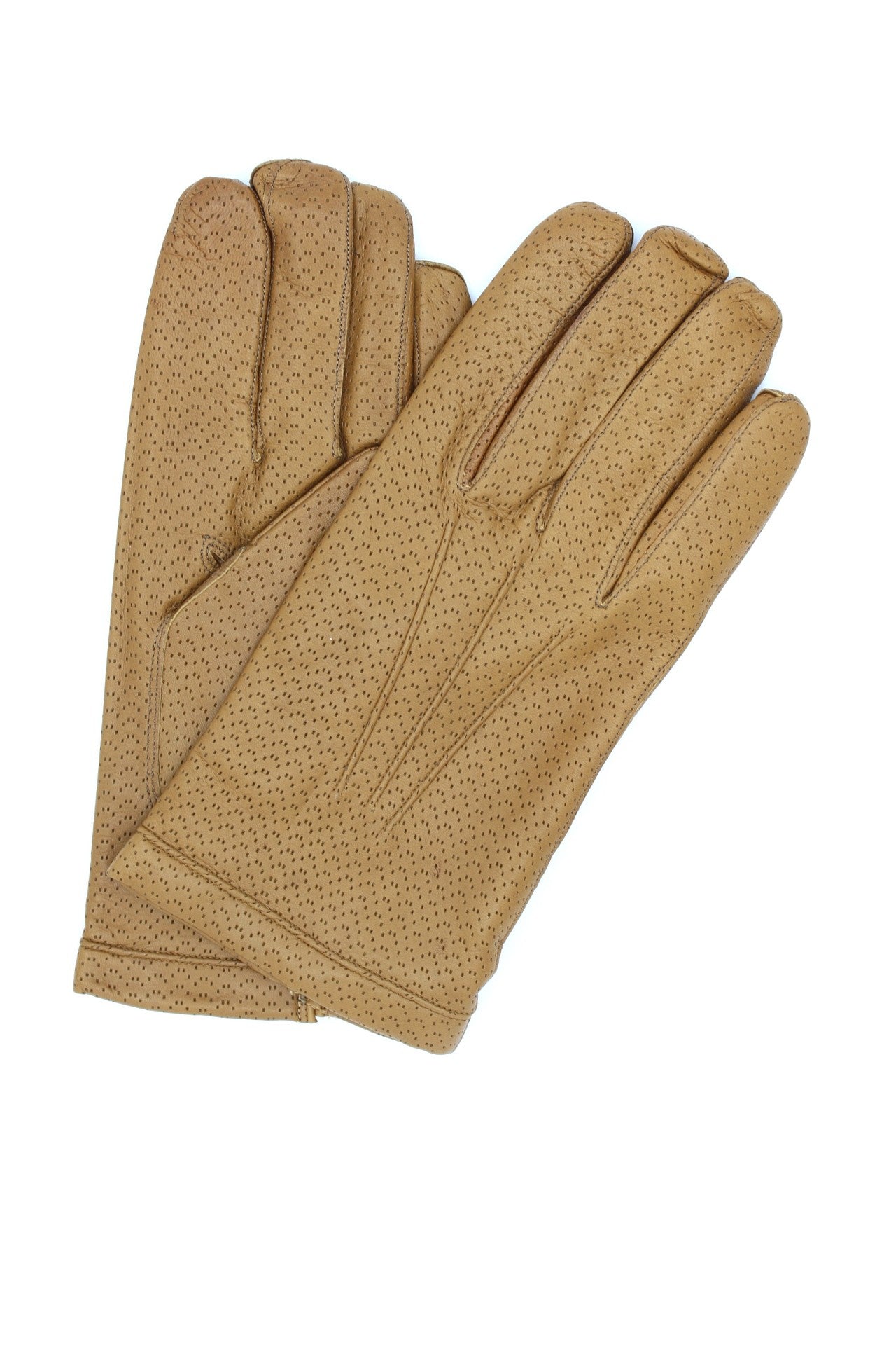 1921 Kid Leather Gloves Unlined Perf. Camel