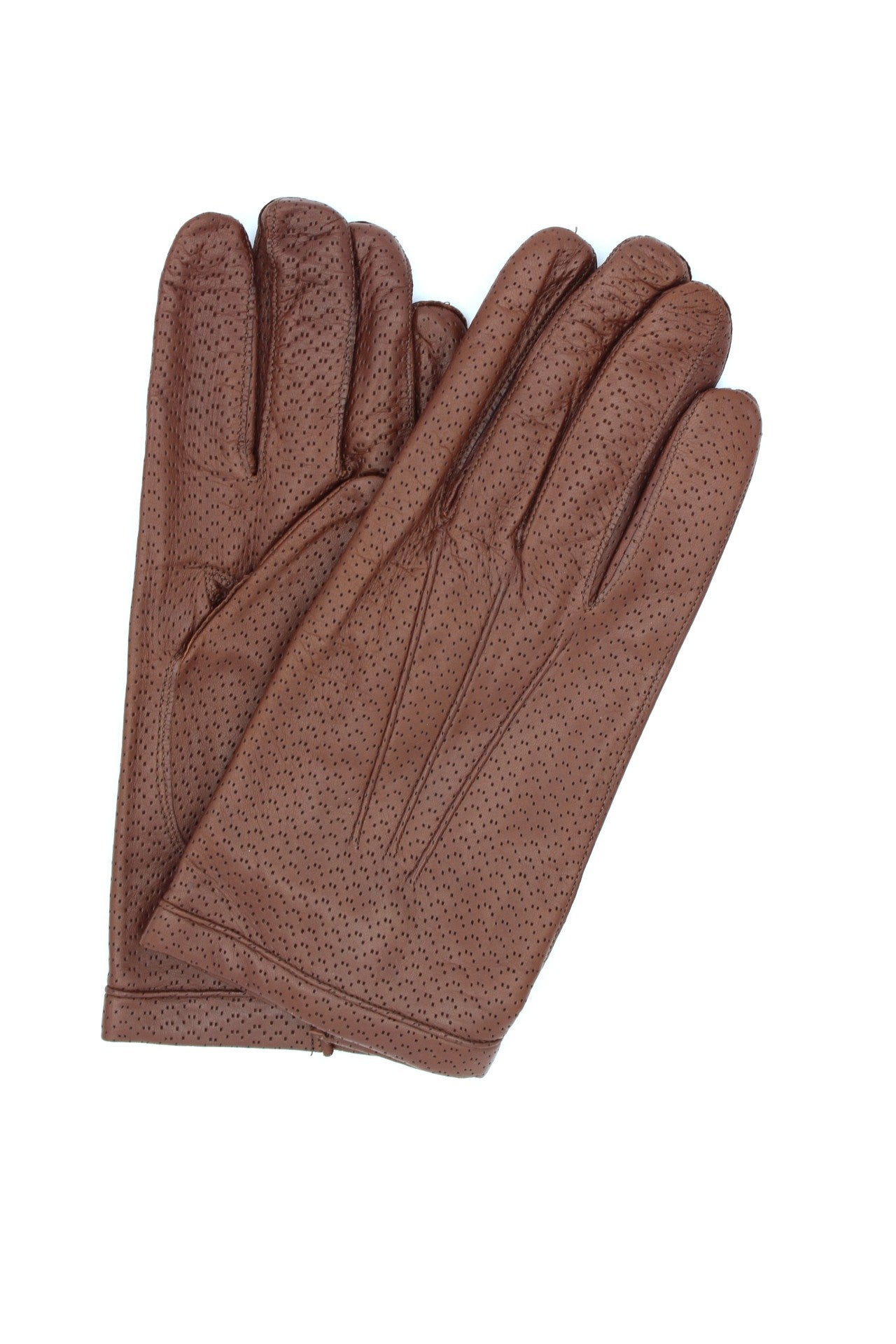 1921 Kid Leather Gloves Unlined Perf. Cognac