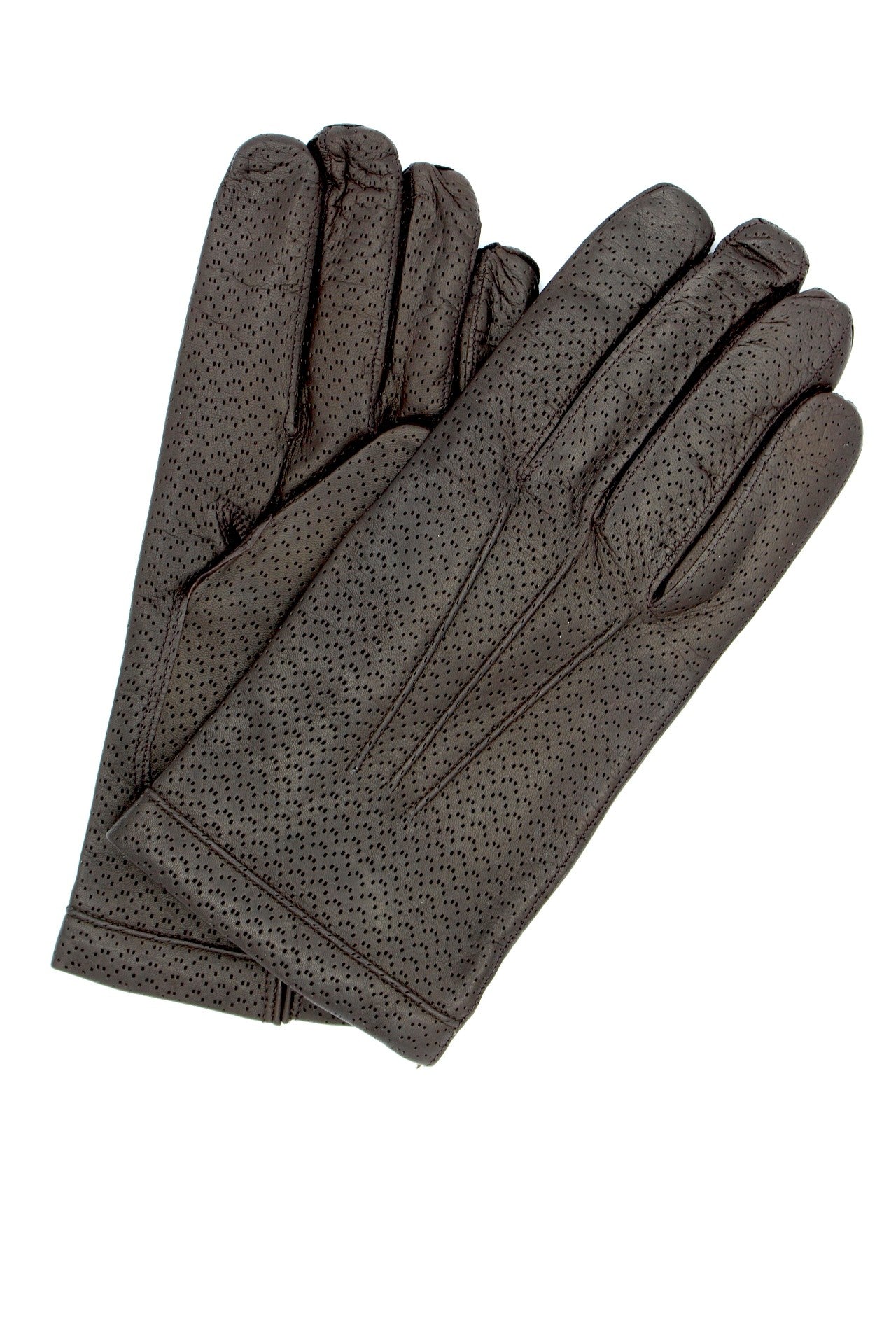 1921 Kid Leather Gloves Unlined Perf. D.Brown