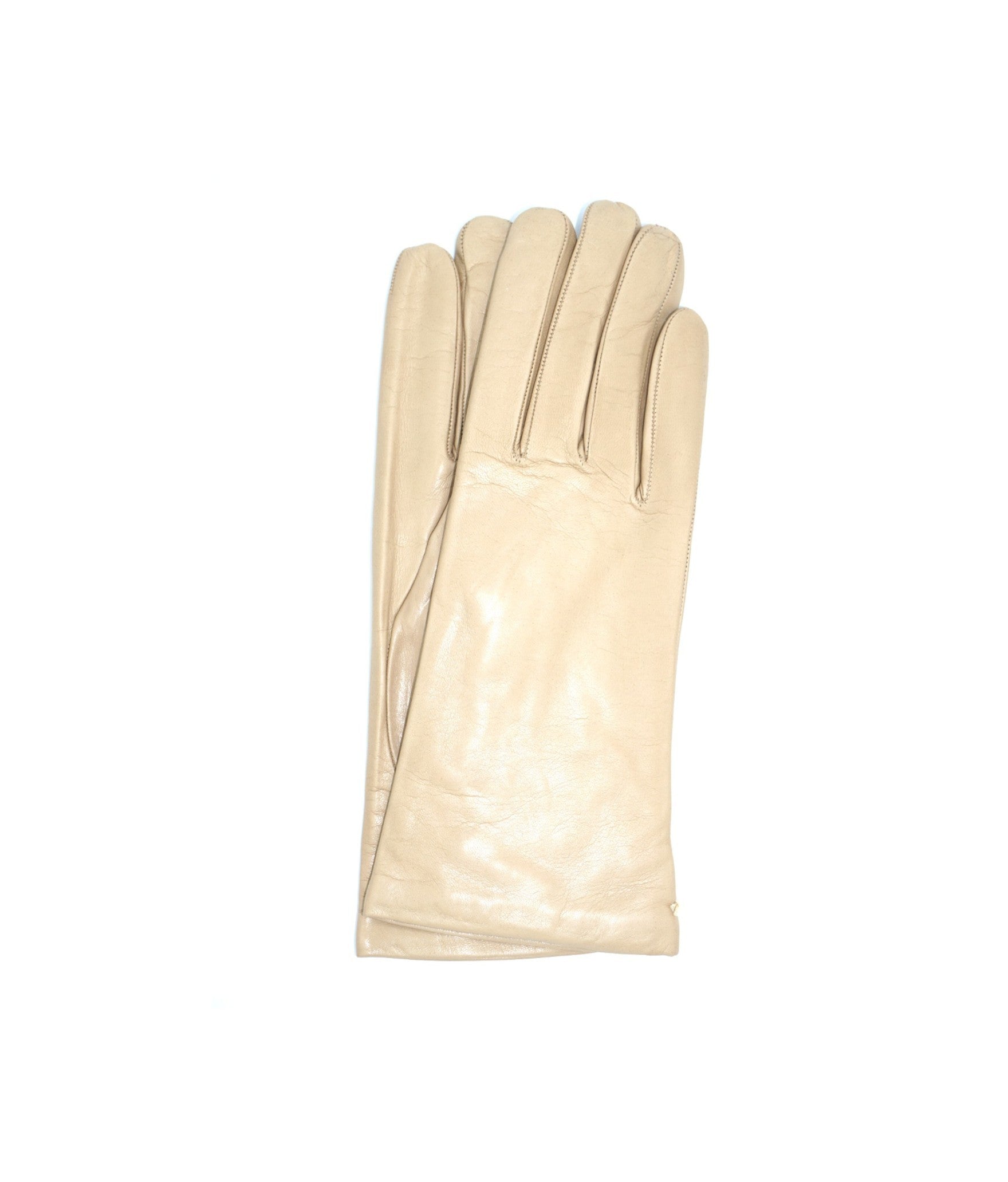 1011 Classic Kid Leather Gloves Cashmere Lined Light Beige
