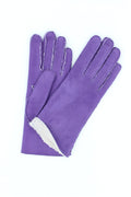 1174  Sheep Skin inside-out Gloves Hand Sewn Violet