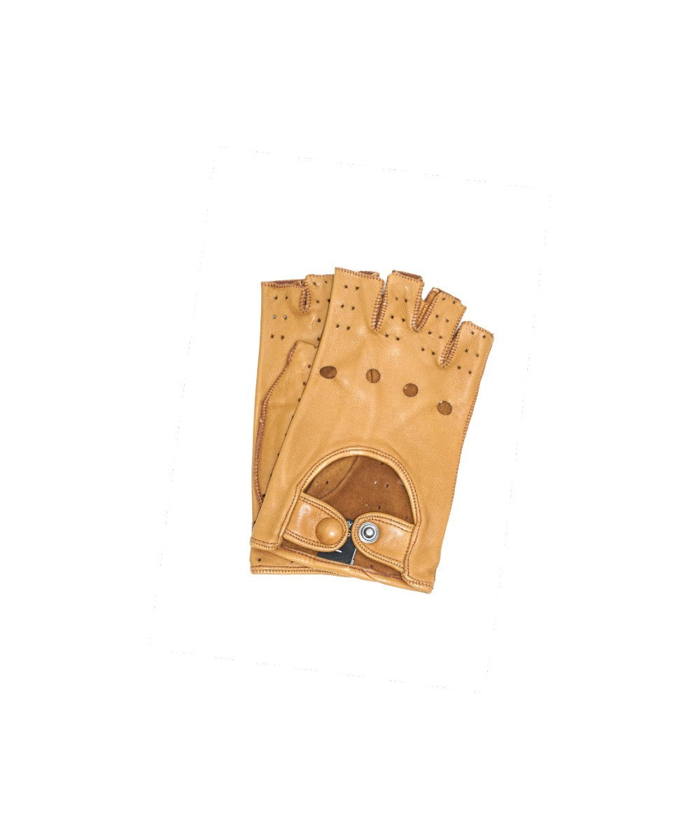 1029 Half Finger Kid Leather Driving Gloves Unlin. Camel