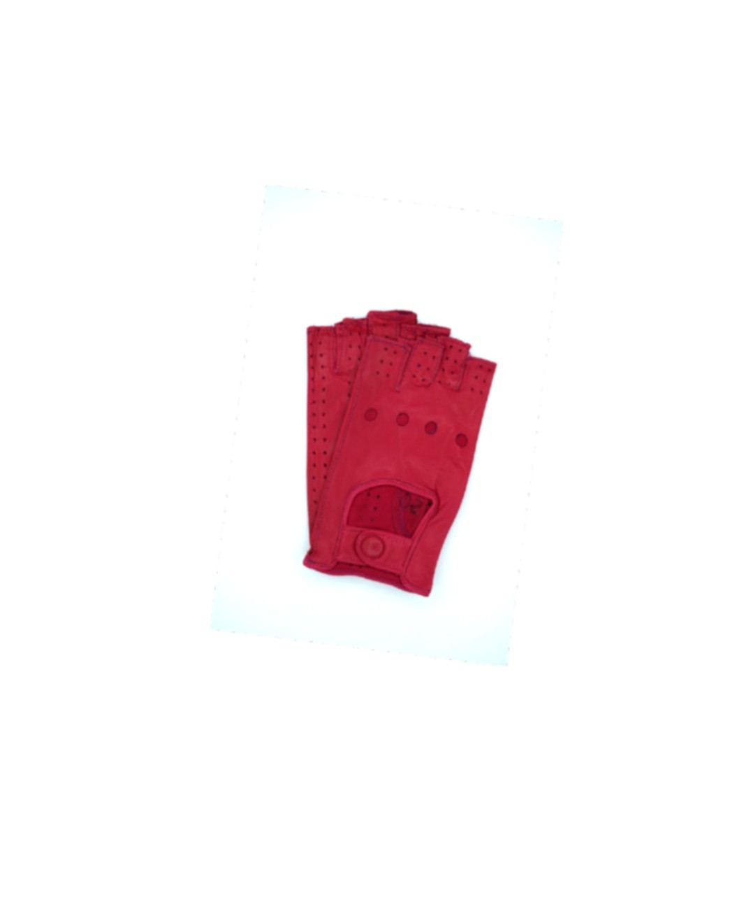 1029 Half Finger Kid Leather Driving Gloves Unlin. Red