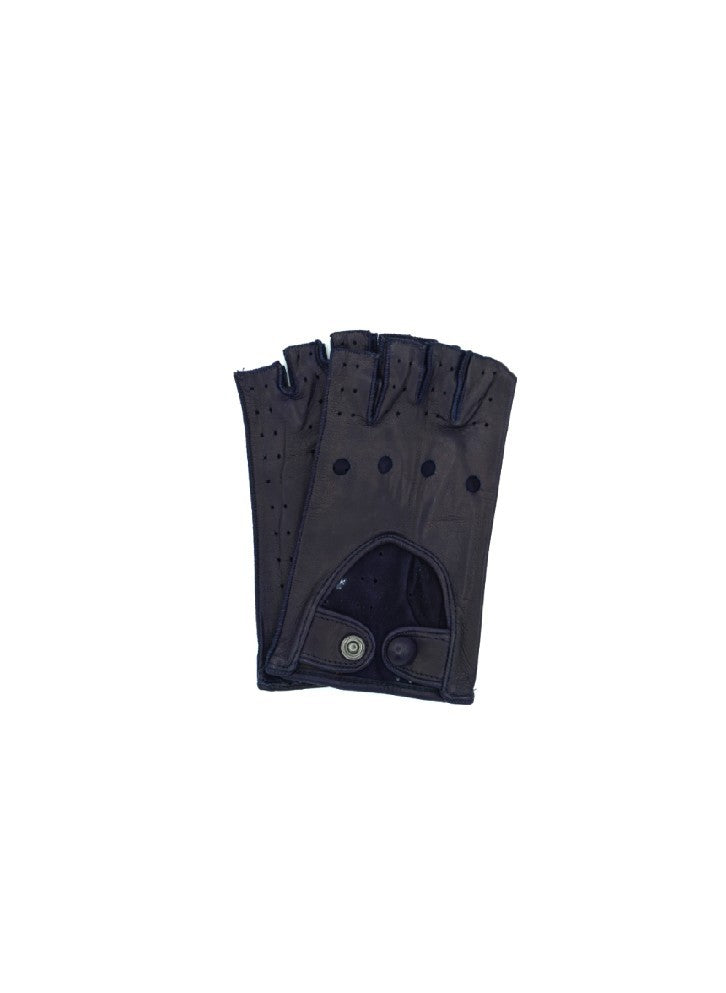 1029 Half Finger Kid Leather Driving Gloves Unlin. Navy
