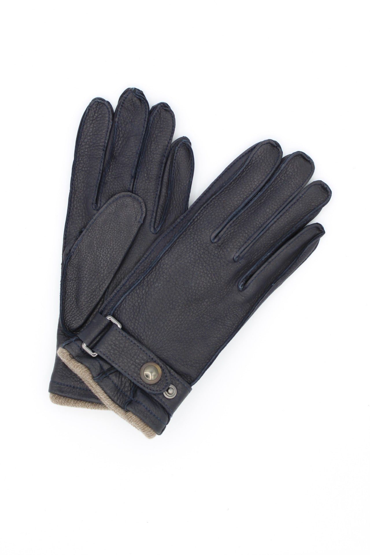 1039 Deer Skin Cashmere Lined Gloves  Belt Navy