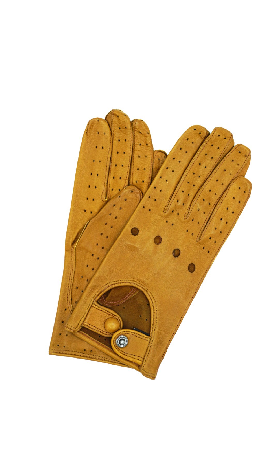 1028 Full Finger Kid Leather Driving Gloves Unlin. Camel